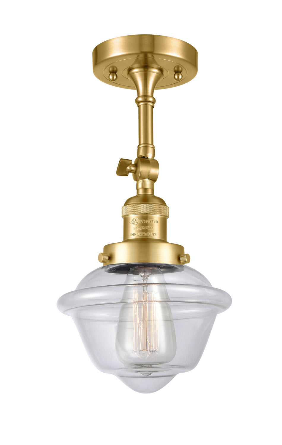 Innovations - 201F-SG-G532 - One Light Semi-Flush Mount - Franklin Restoration - Satin Gold