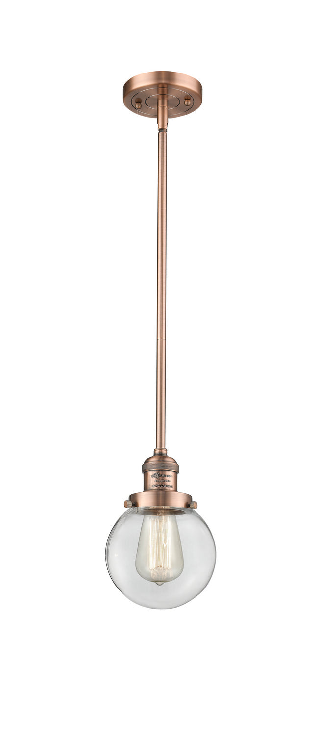 Innovations - 201S-AC-G202-6 - One Light Mini Pendant - Franklin Restoration - Antique Copper