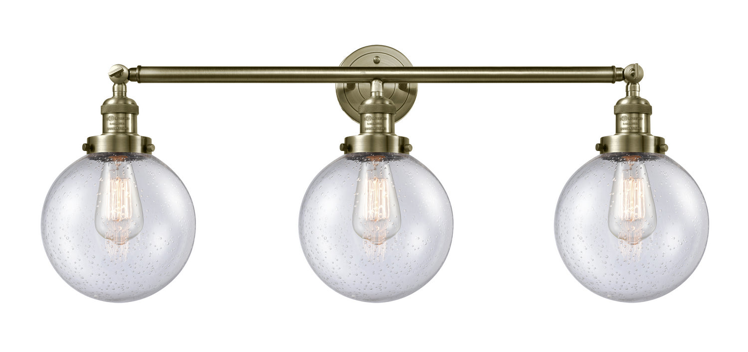 Innovations - 205-AB-G204-8 - Three Light Bath Vanity - Franklin Restoration - Antique Brass