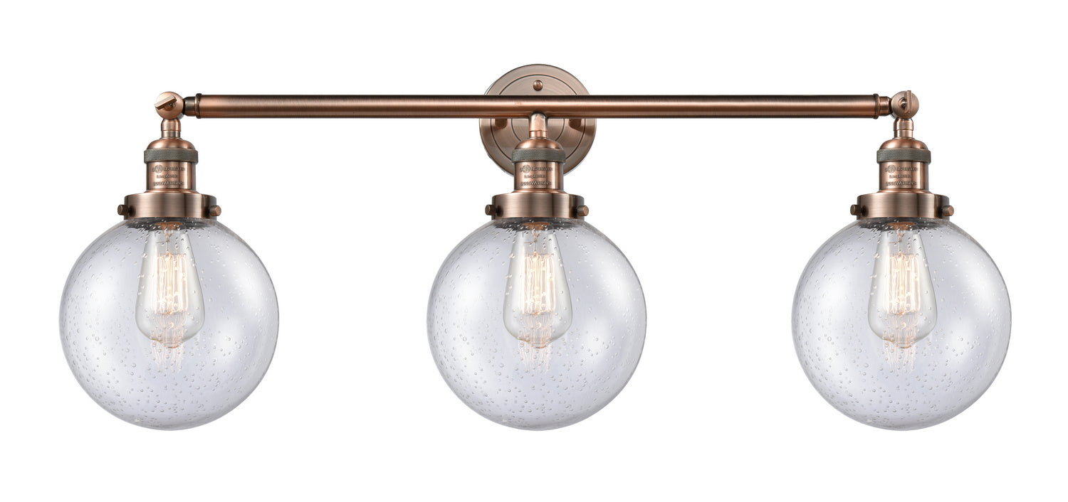 Innovations - 205-AC-G204-8 - Three Light Bath Vanity - Franklin Restoration - Antique Copper
