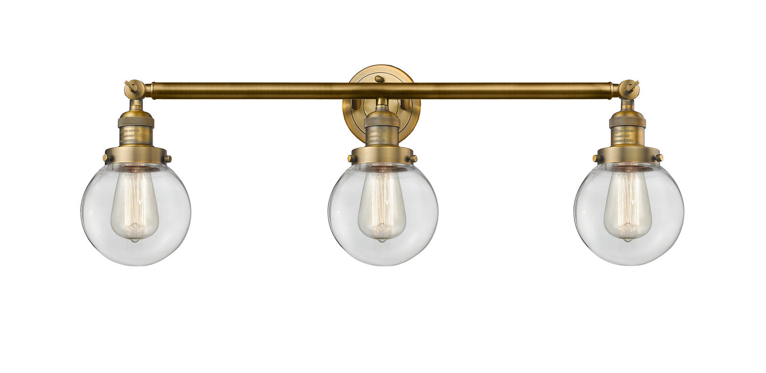 Innovations - 205-BB-G202-6 - Three Light Bath Vanity - Franklin Restoration - Brushed Brass