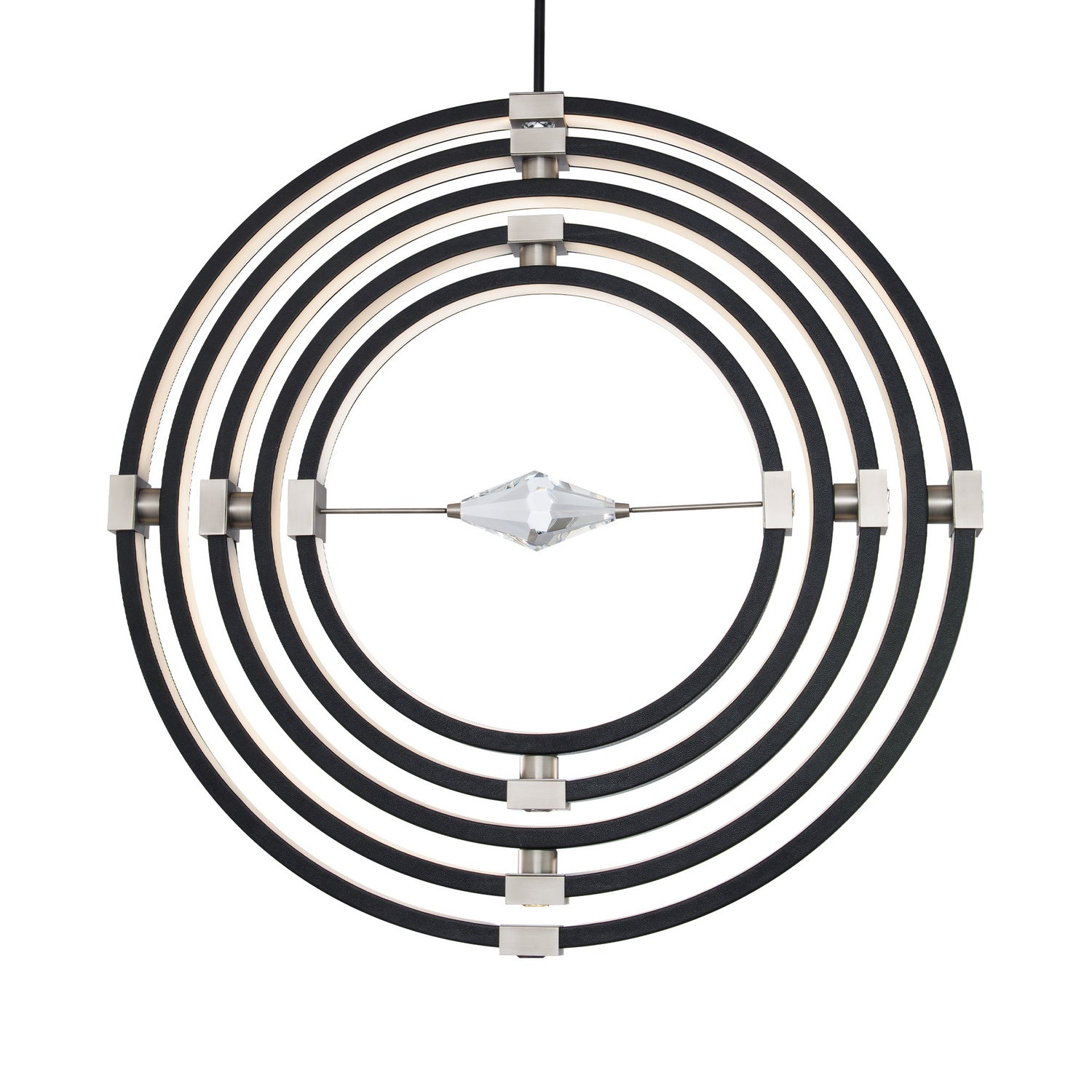 Schonbek Beyond - BPD45236-BK/BN - LED Pendant - Atomic - Black Leather- Brushed Nickel