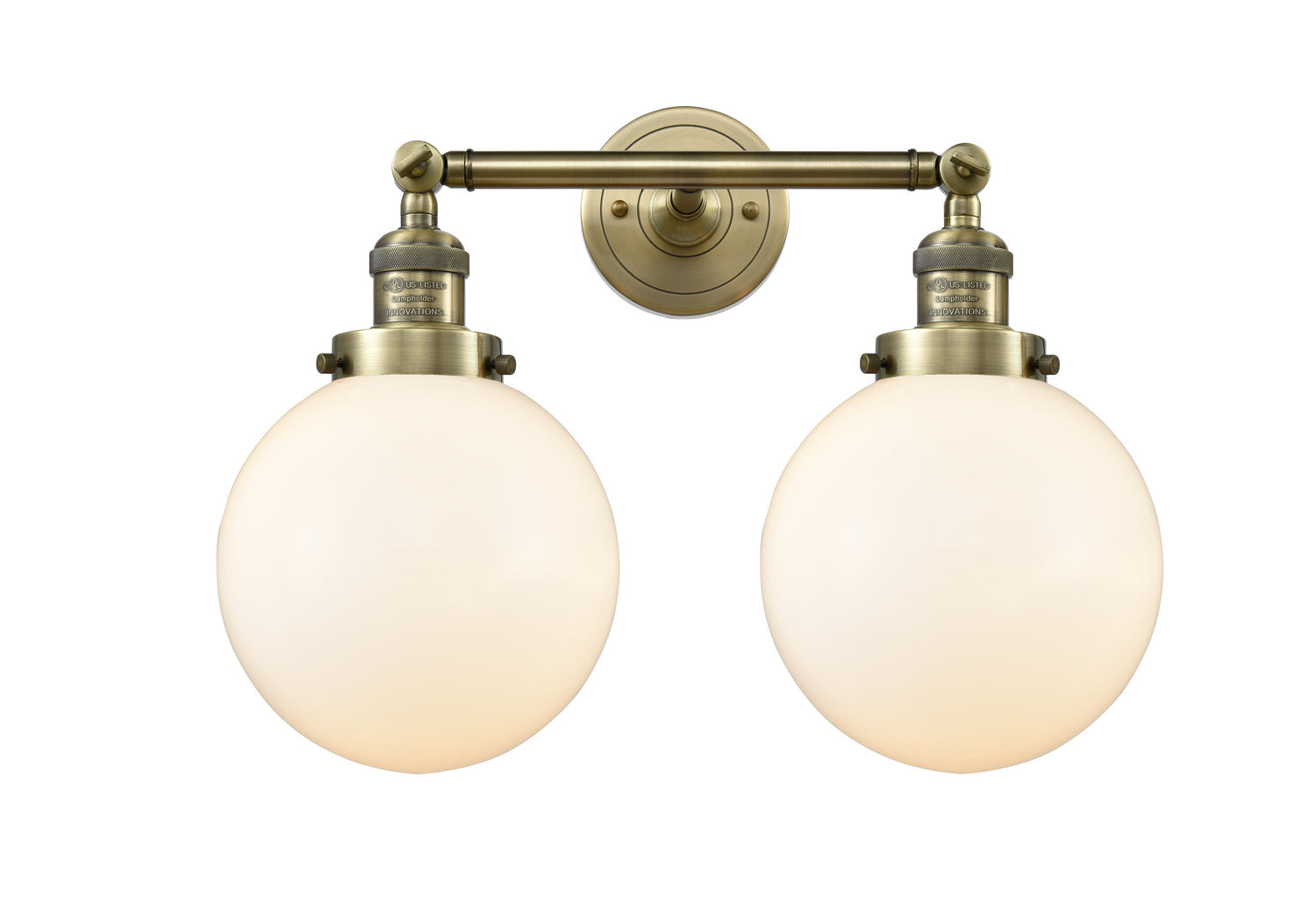Innovations - 208-AB-G201-8 - Two Light Bath Vanity - Franklin Restoration - Antique Brass
