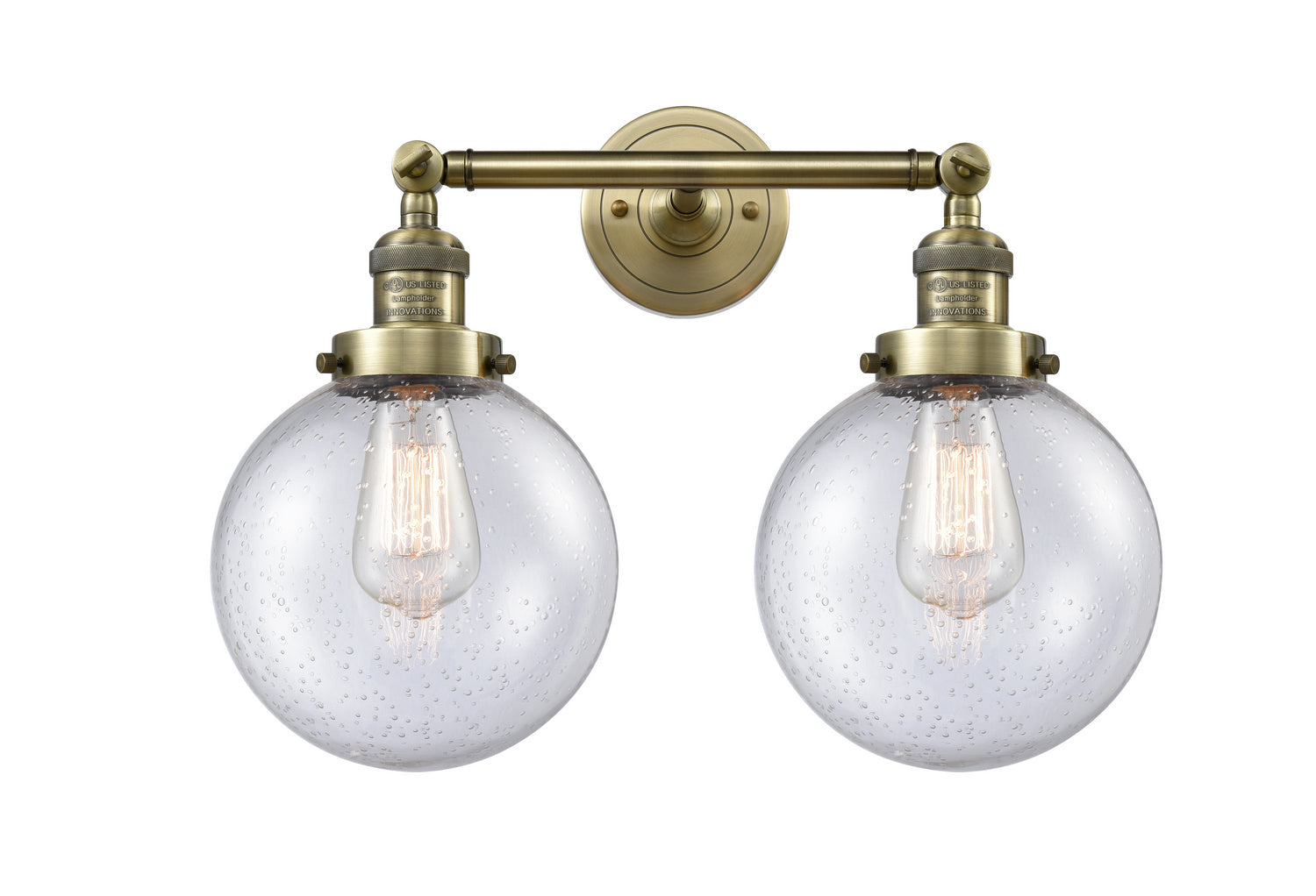 Innovations - 208-AB-G204-8 - Two Light Bath Vanity - Franklin Restoration - Antique Brass