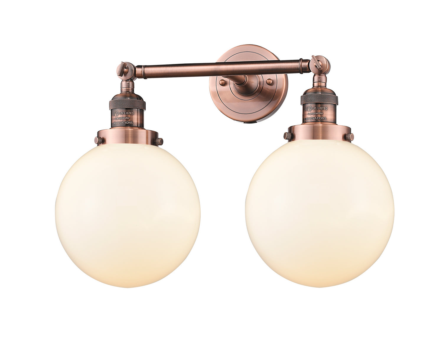 Innovations - 208-AC-G201-8 - Two Light Bath Vanity - Franklin Restoration - Antique Copper