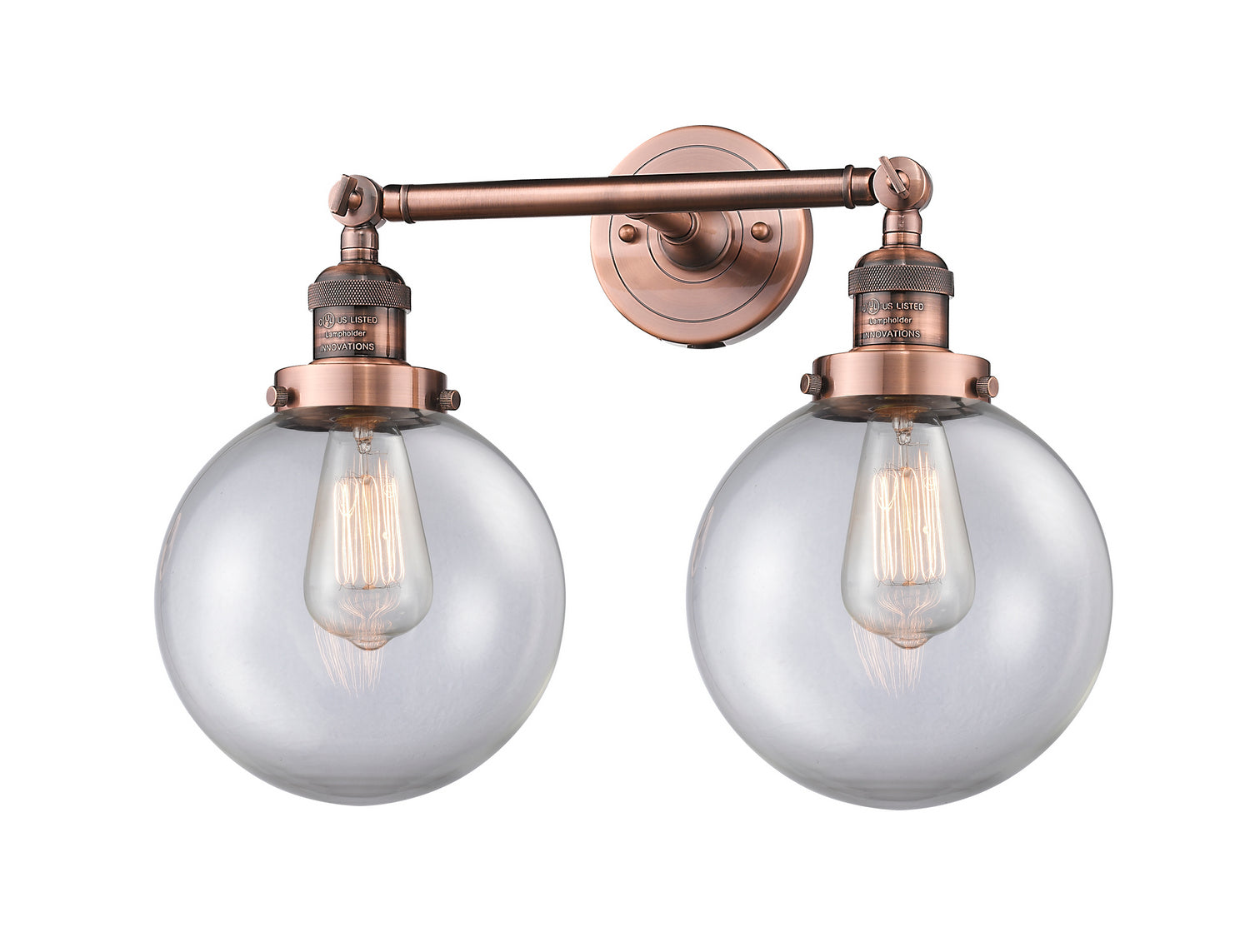 Innovations - 208-AC-G202-8 - Two Light Bath Vanity - Franklin Restoration - Antique Copper
