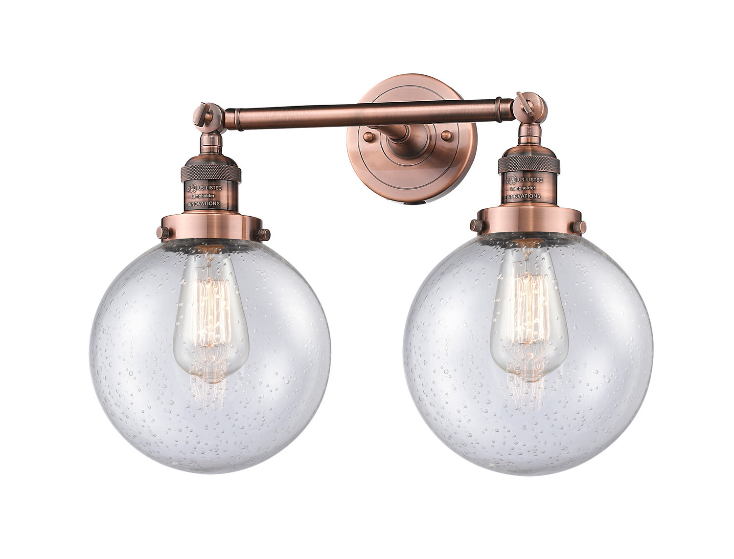 Innovations - 208-AC-G204-8 - Two Light Bath Vanity - Franklin Restoration - Antique Copper