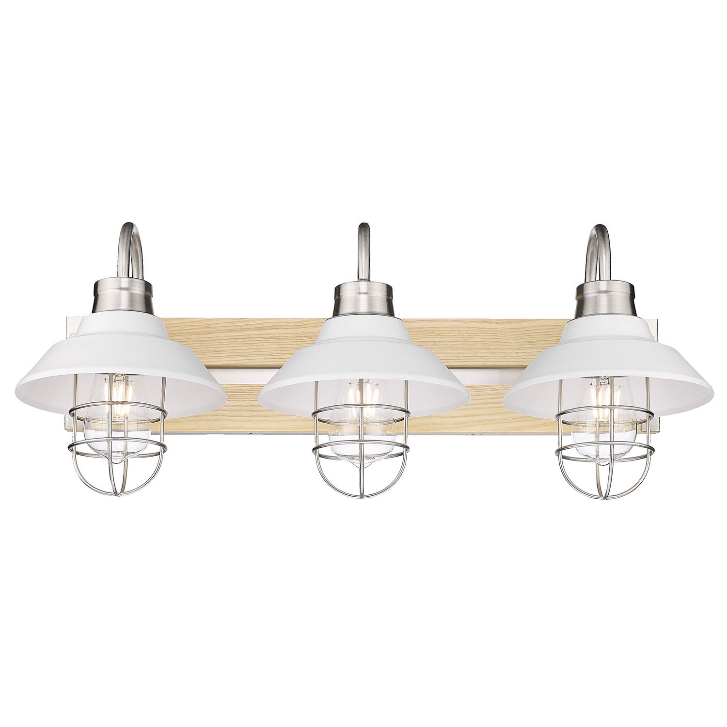 Golden - 3321-BA3 PW-WHT - Three Light Bath Vanity - Fraser - Pewter