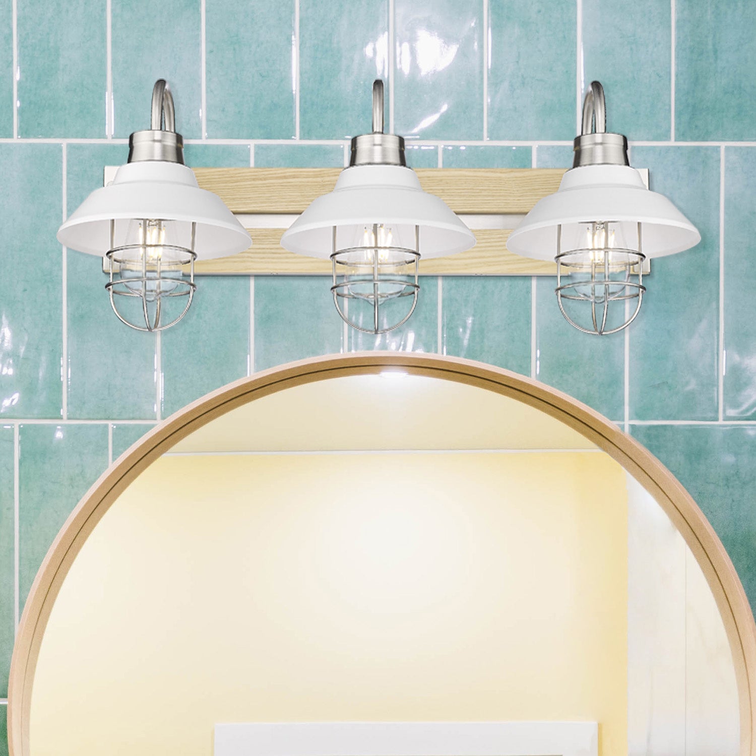 Golden - 3321-BA3 PW-WHT - Three Light Bath Vanity - Fraser - Pewter