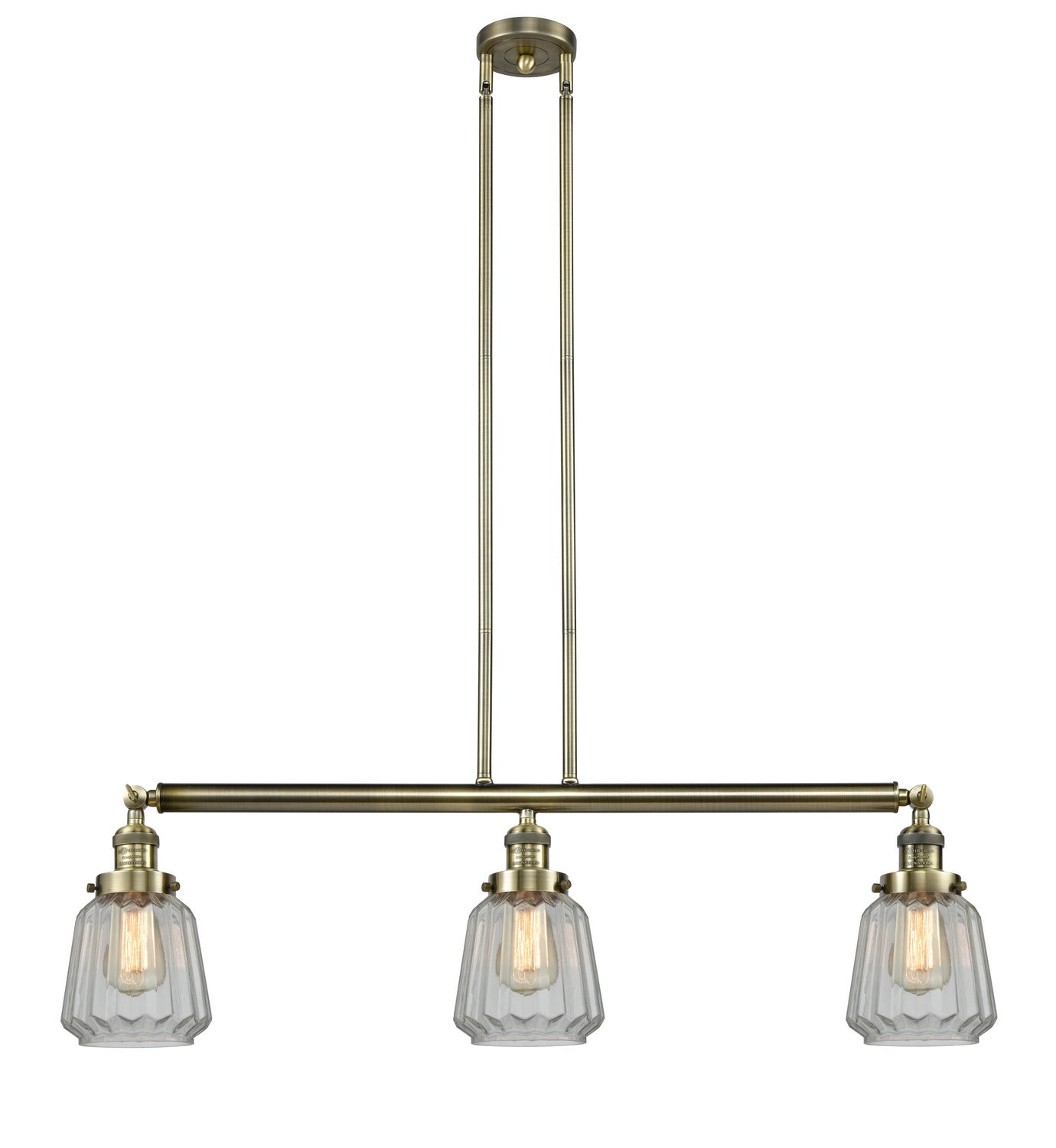 Innovations - 213-AB-G142 - Three Light Island Pendant - Franklin Restoration - Antique Brass
