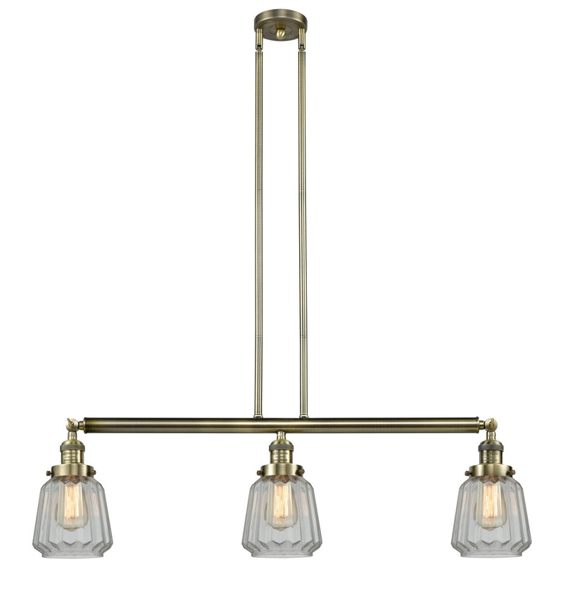 Innovations - 213-AB-G142 - Three Light Island Pendant - Franklin Restoration - Antique Brass