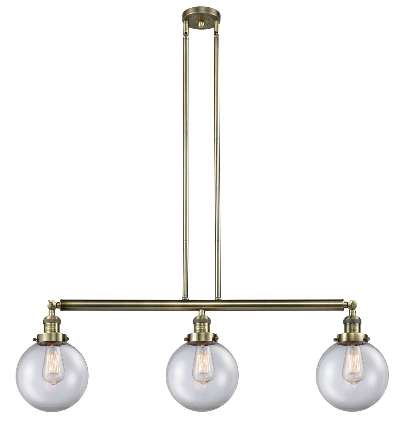 Innovations - 213-AB-G202-8 - Three Light Island Pendant - Franklin Restoration - Antique Brass