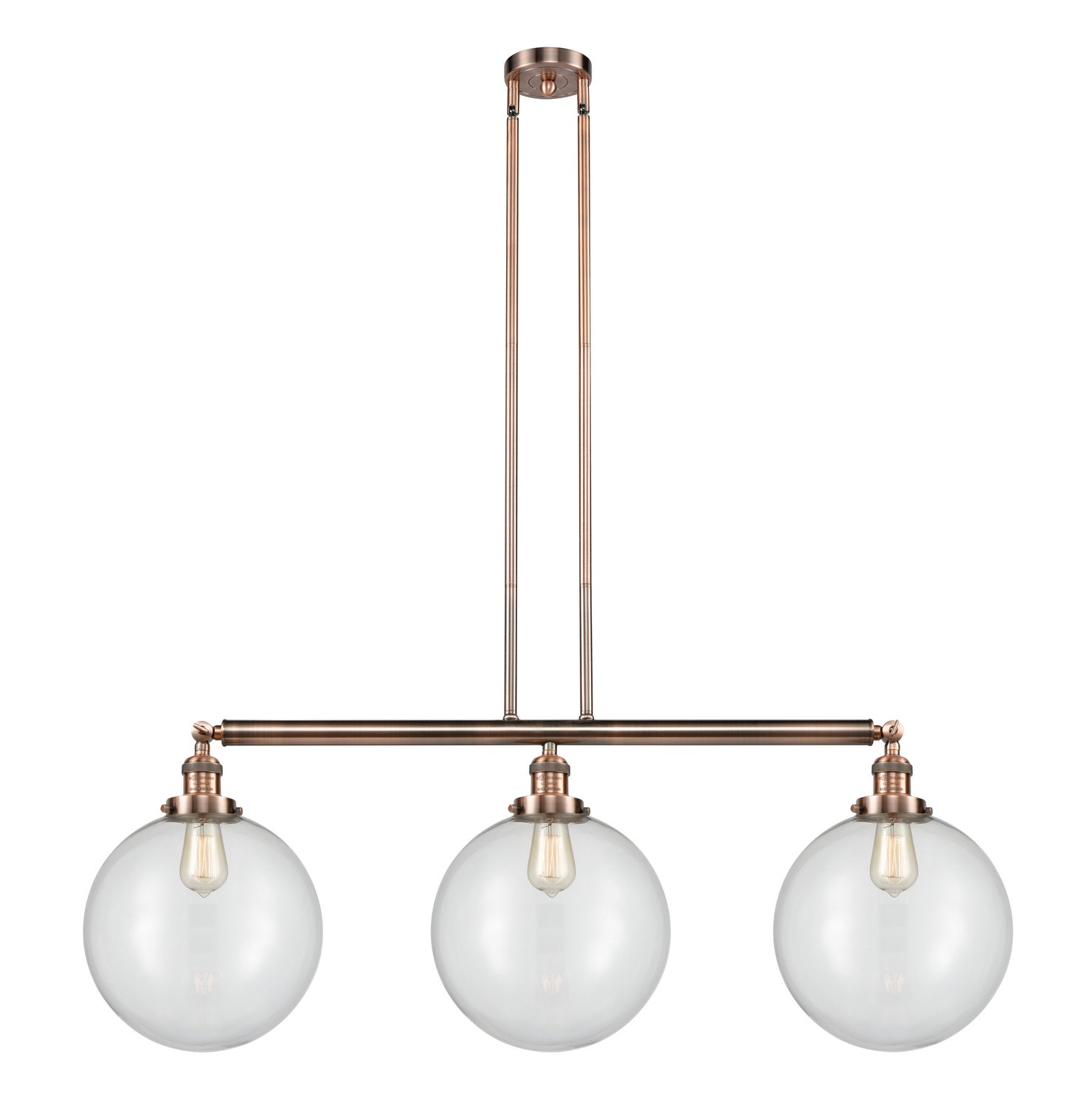 Innovations - 213-AC-G202-12 - Three Light Island Pendant - Franklin Restoration - Antique Copper