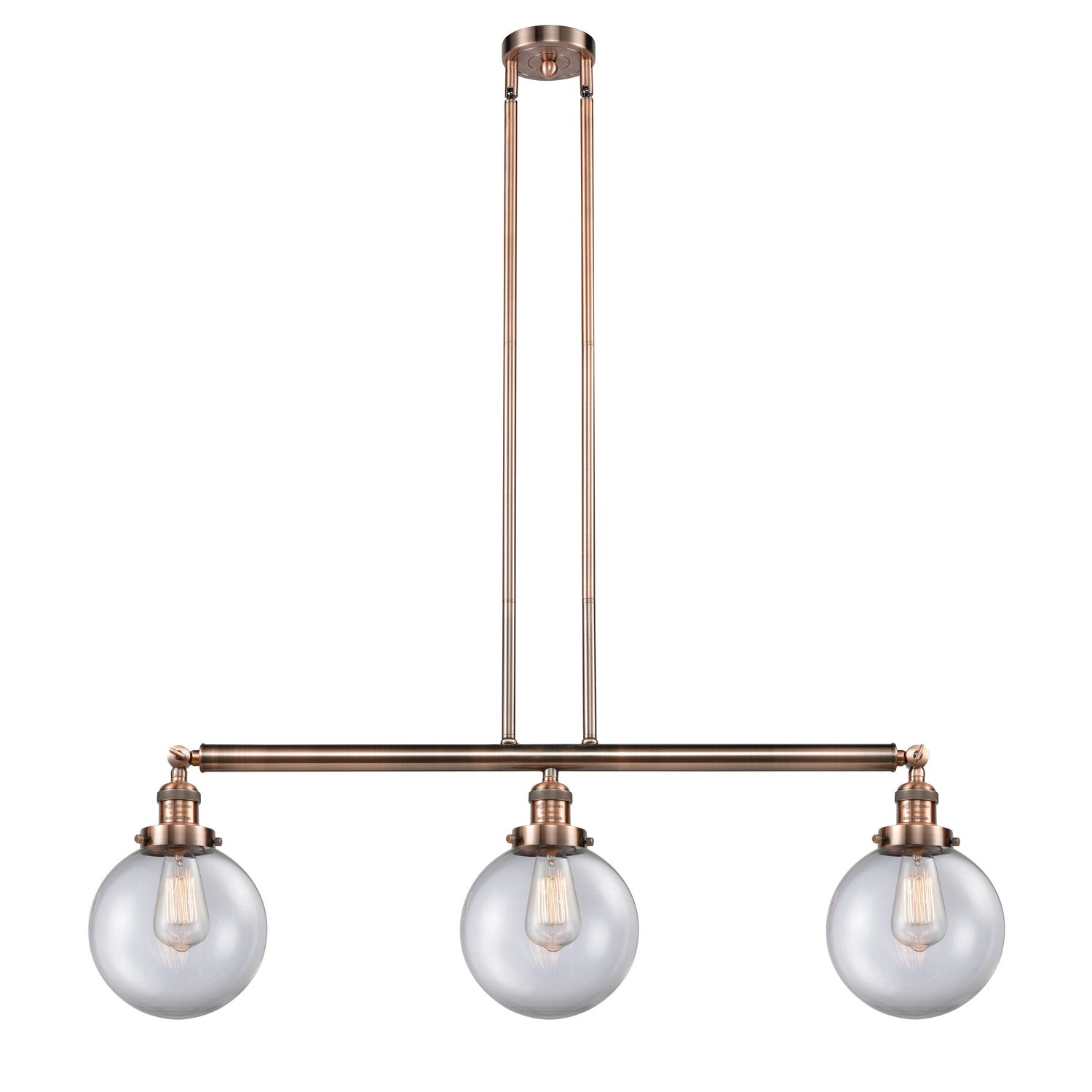 Innovations - 213-AC-G202-8 - Three Light Island Pendant - Franklin Restoration - Antique Copper