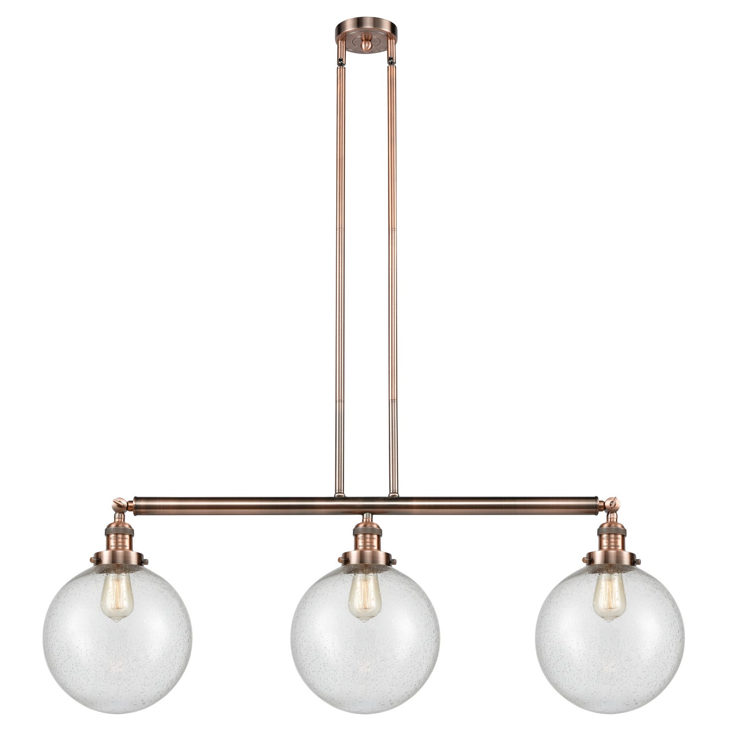 Innovations - 213-AC-G204-10 - Three Light Island Pendant - Franklin Restoration - Antique Copper