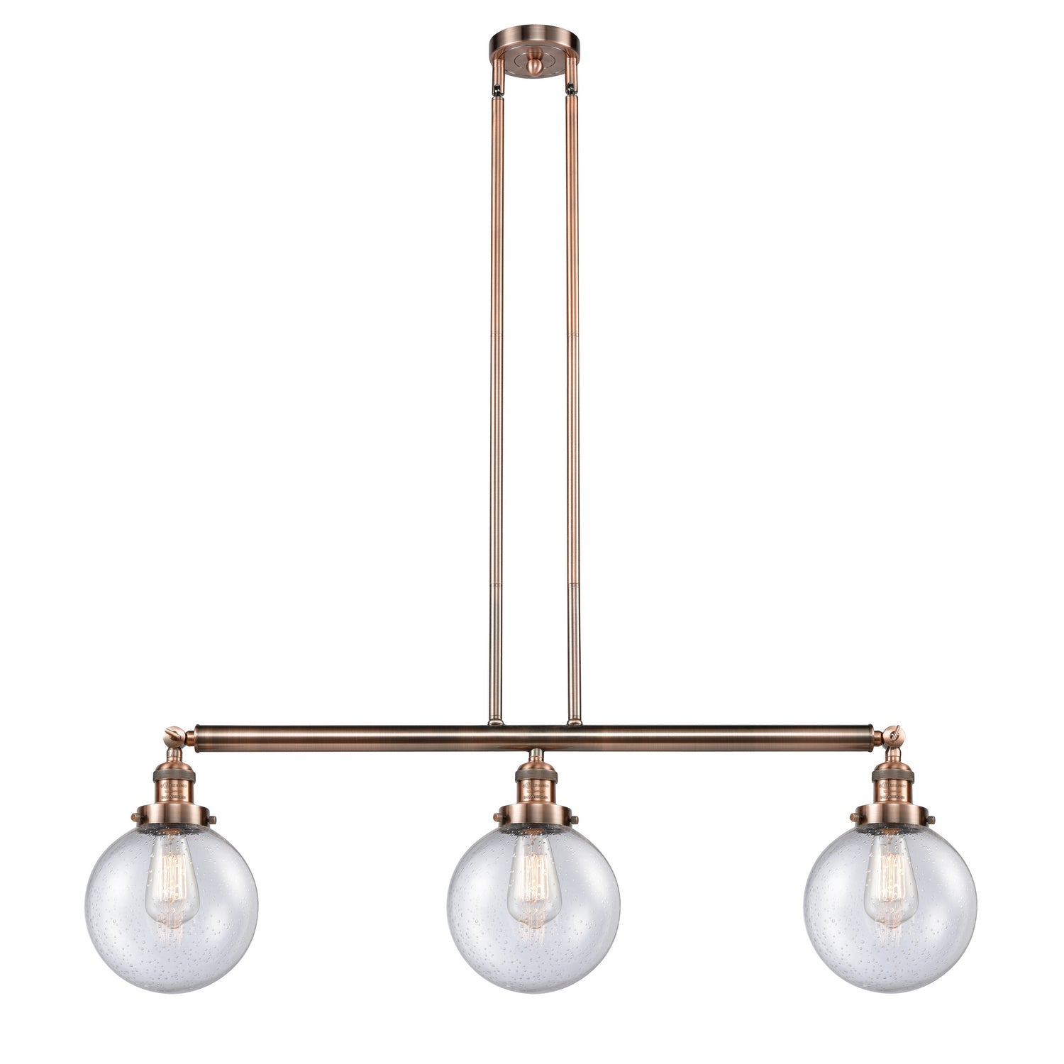 Innovations - 213-AC-G204-8 - Three Light Island Pendant - Franklin Restoration - Antique Copper