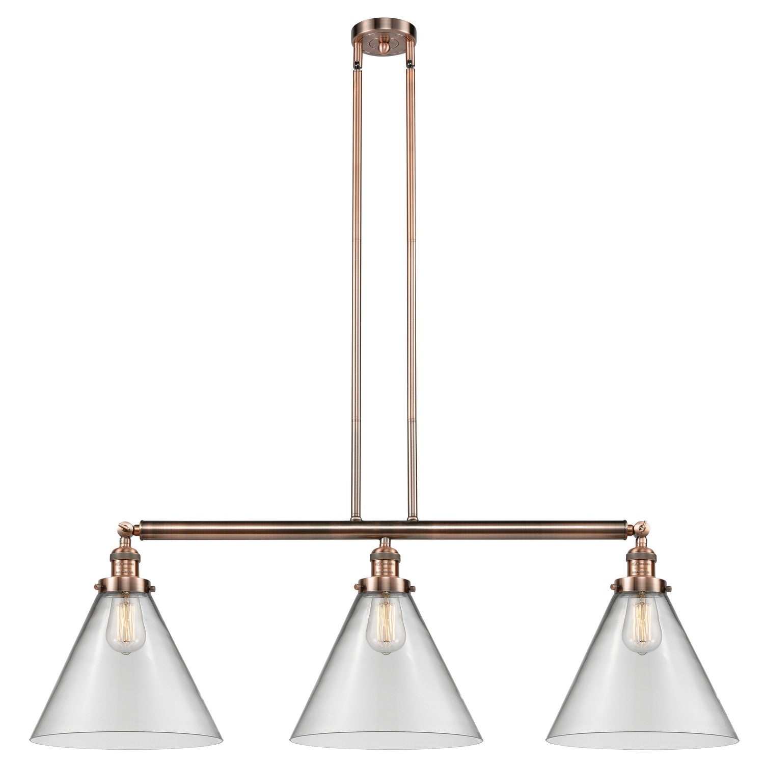 Innovations - 213-AC-G42-L - Three Light Island Pendant - Franklin Restoration - Antique Copper