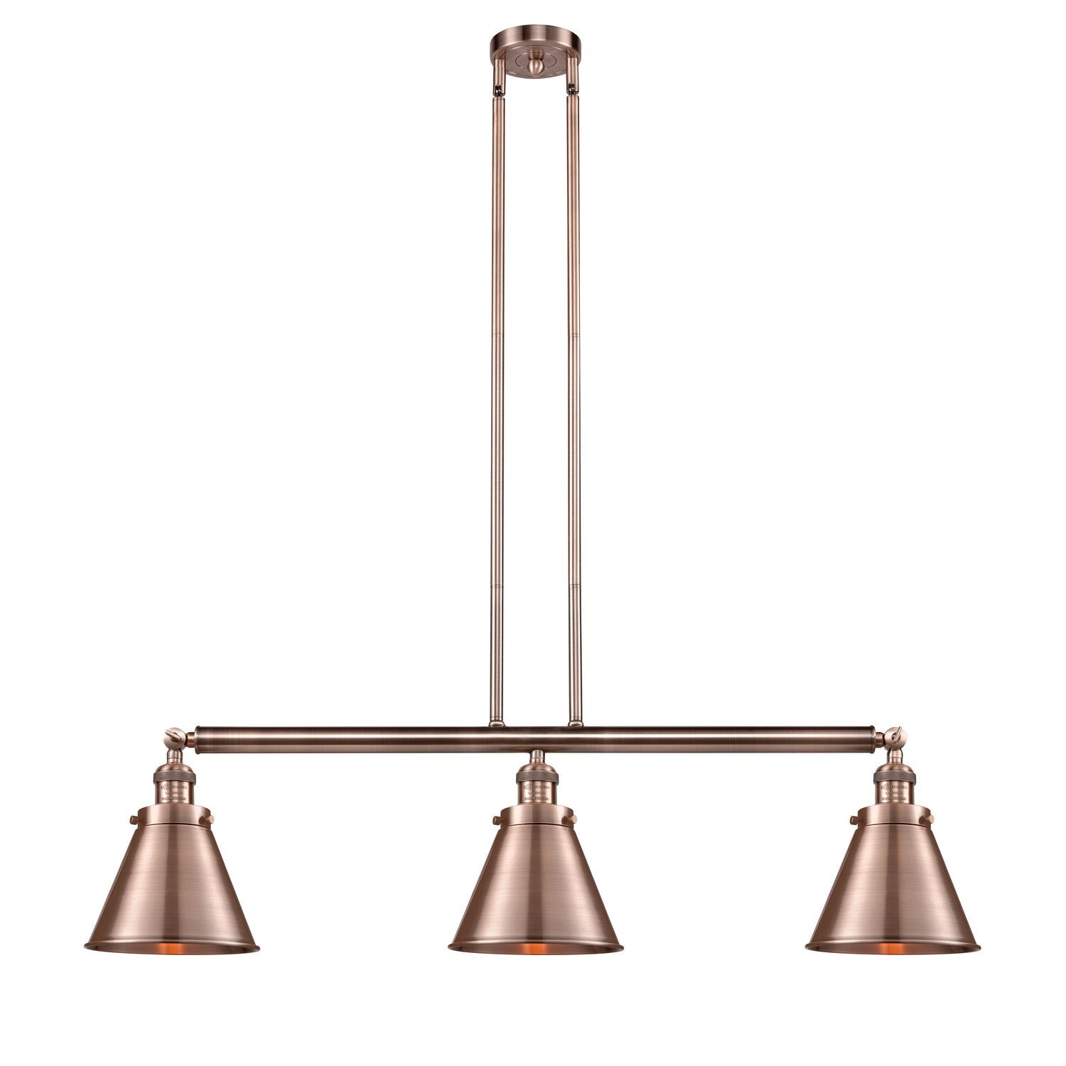 Innovations - 213-AC-M13-AC - Three Light Island Pendant - Franklin Restoration - Antique Copper