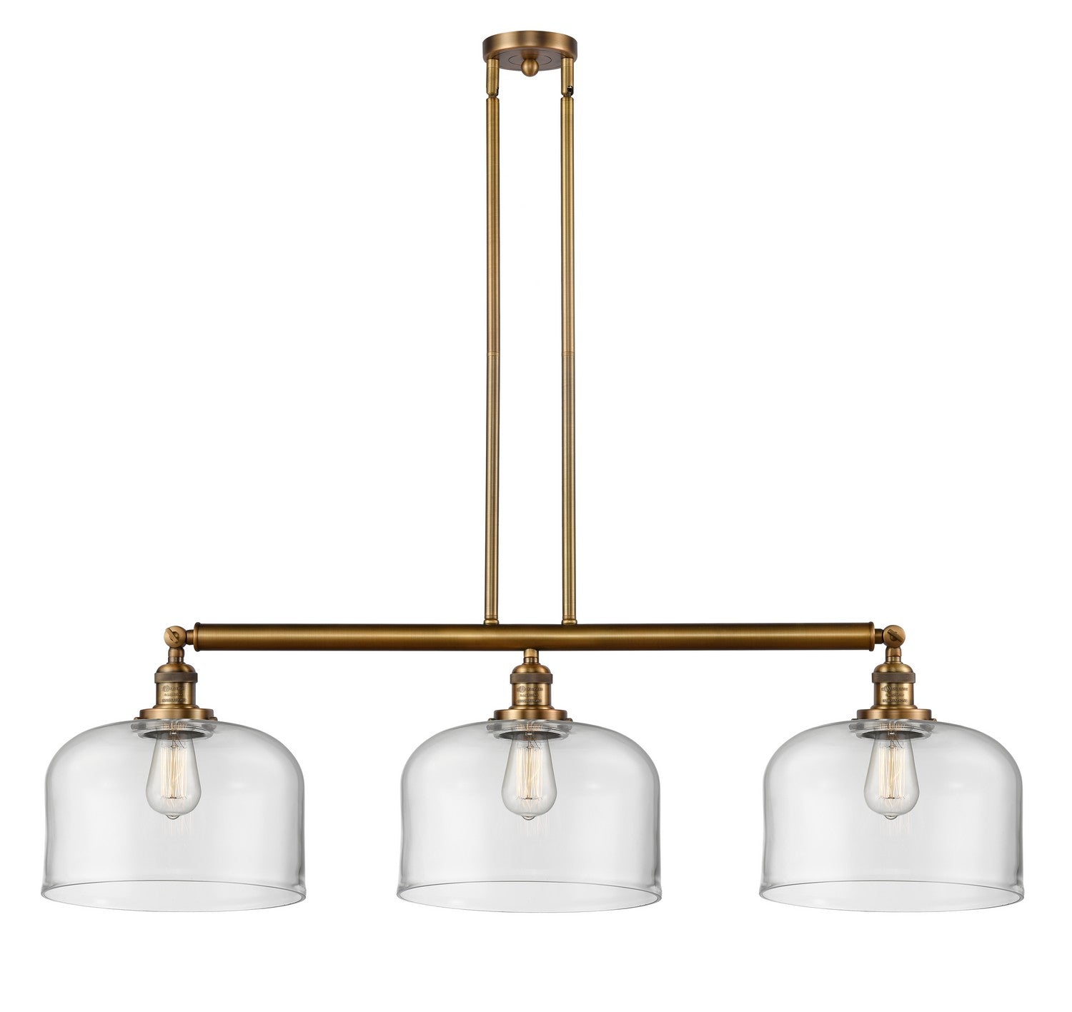Innovations - 213-BB-G72-L - Three Light Island Pendant - Franklin Restoration - Brushed Brass
