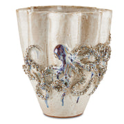 Currey and Company - 1200-0541 - Vase - Octopus Collection - Cream/Reactive Blue
