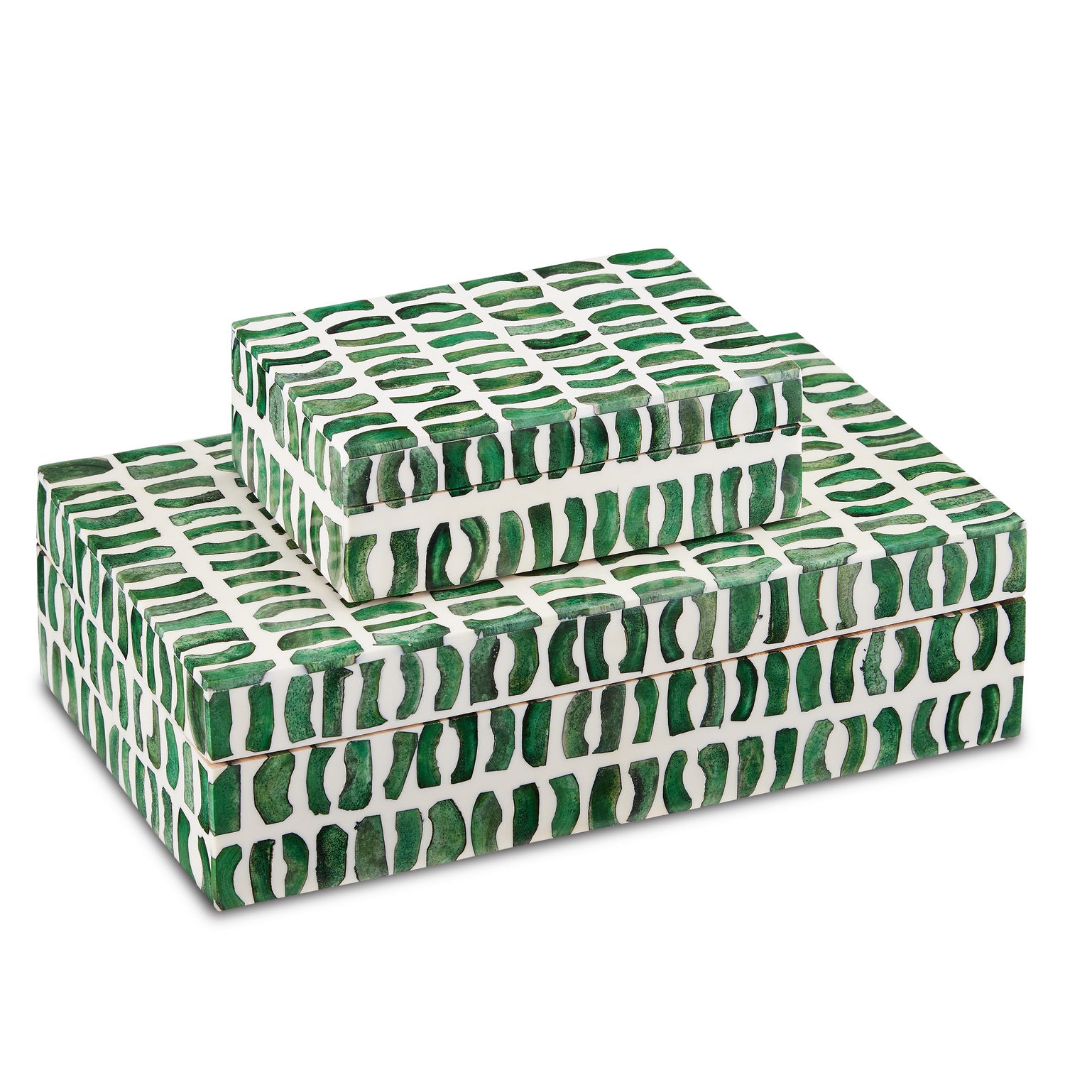 Currey and Company - 1200-0585 - Box Set of 2 - Emerald Box Set of 2 - Green/White