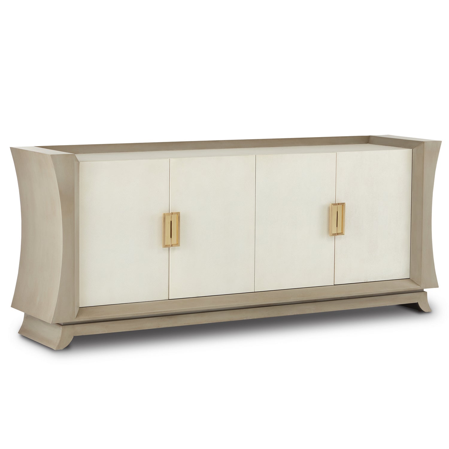 Currey and Company - 3000-0212 - Credenza - Koji Collection - Oyster Gray/Cream/Brushed Polished Brass