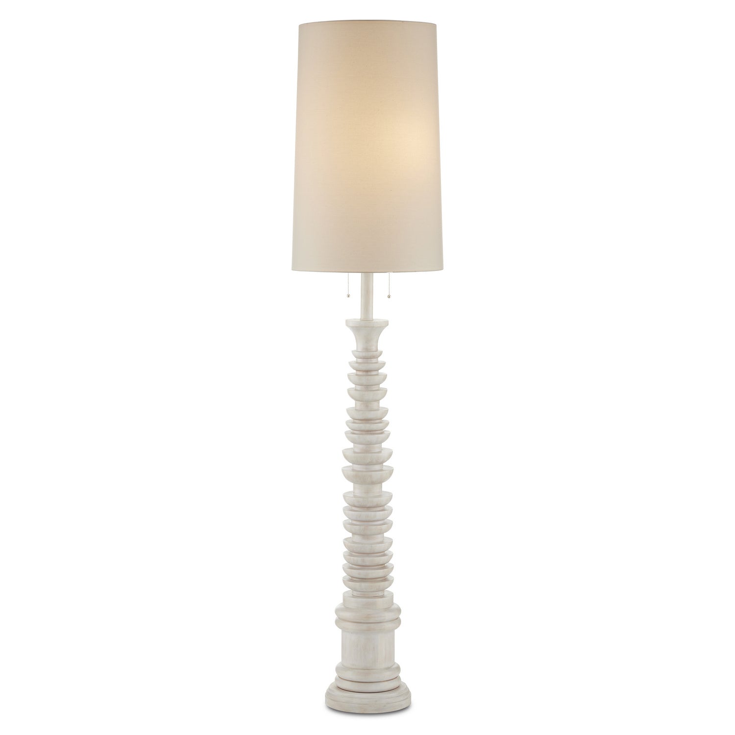 Currey and Company - 8000-0112 - Two Light Floor Lamp - Malayan Collection - Whitewash