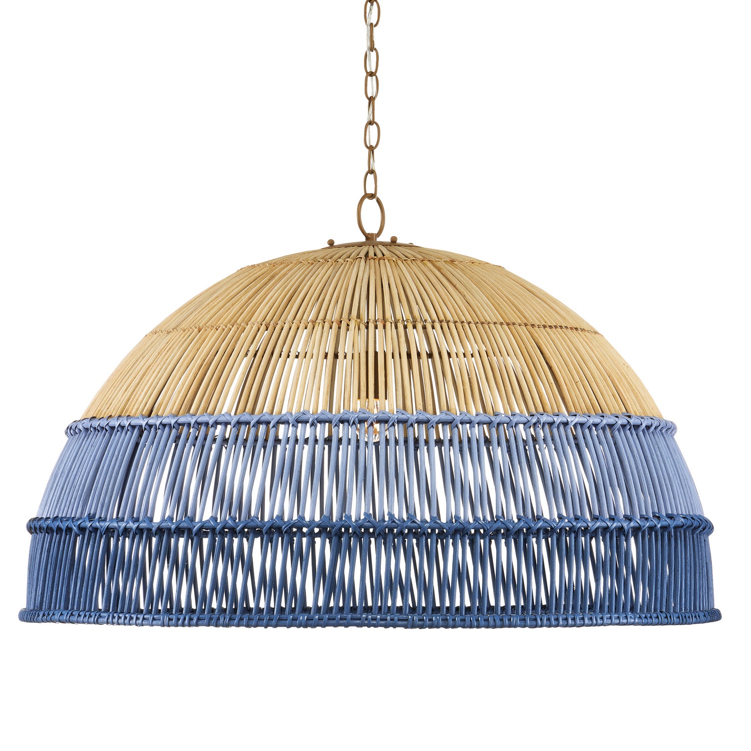 Currey and Company - 9000-0924 - One Light Pendant - Senjyo Collection - Khaki/Cornflower Blue/Bluebonnet