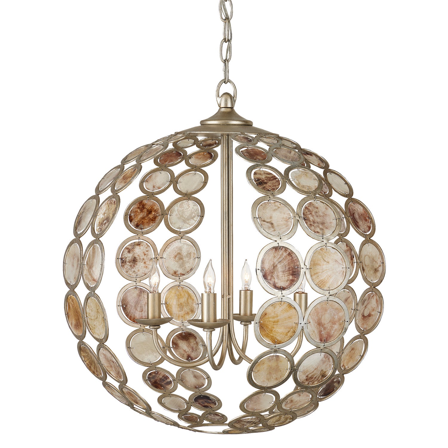 Currey and Company - 9000-0935 - Four Light Chandelier - Tartufo Collection - Contemporary Silver Leaf/Natural