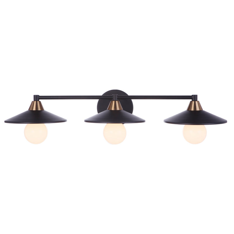 Craftmade - 12529FBSB3 - Three Light Vanity - Isaac - Flat Black/Satin Brass