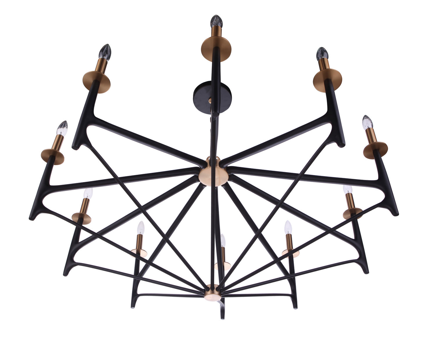 Craftmade - 55510-FBSB - Ten Light Chandelier - The Reserve - Flat Black/Satin Brass
