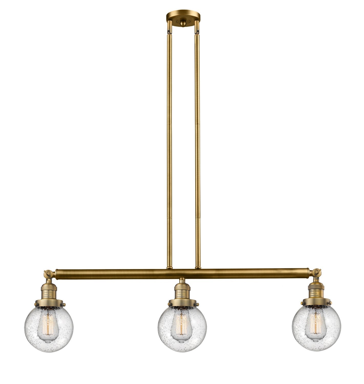 Innovations - 213-BB-G204-6 - Three Light Island Pendant - Franklin Restoration - Brushed Brass