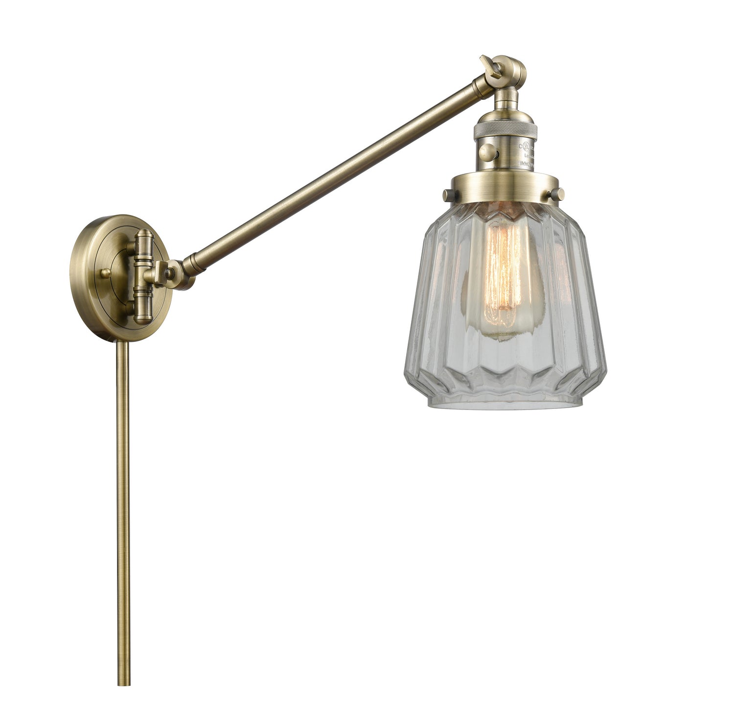 Innovations - 237-AB-G142 - One Light Swing Arm - Franklin Restoration - Antique Brass