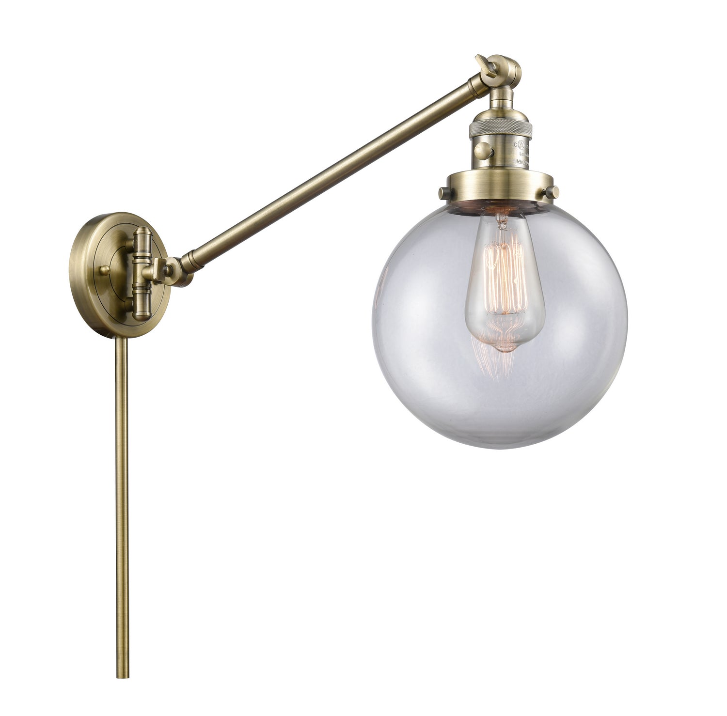 Innovations - 237-AB-G202-8 - One Light Swing Arm - Franklin Restoration - Antique Brass