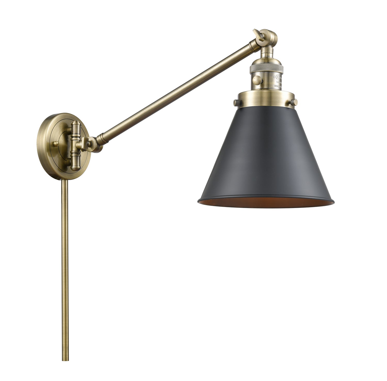 Innovations - 237-AB-M13-BK - One Light Swing Arm - Franklin Restoration - Antique Brass