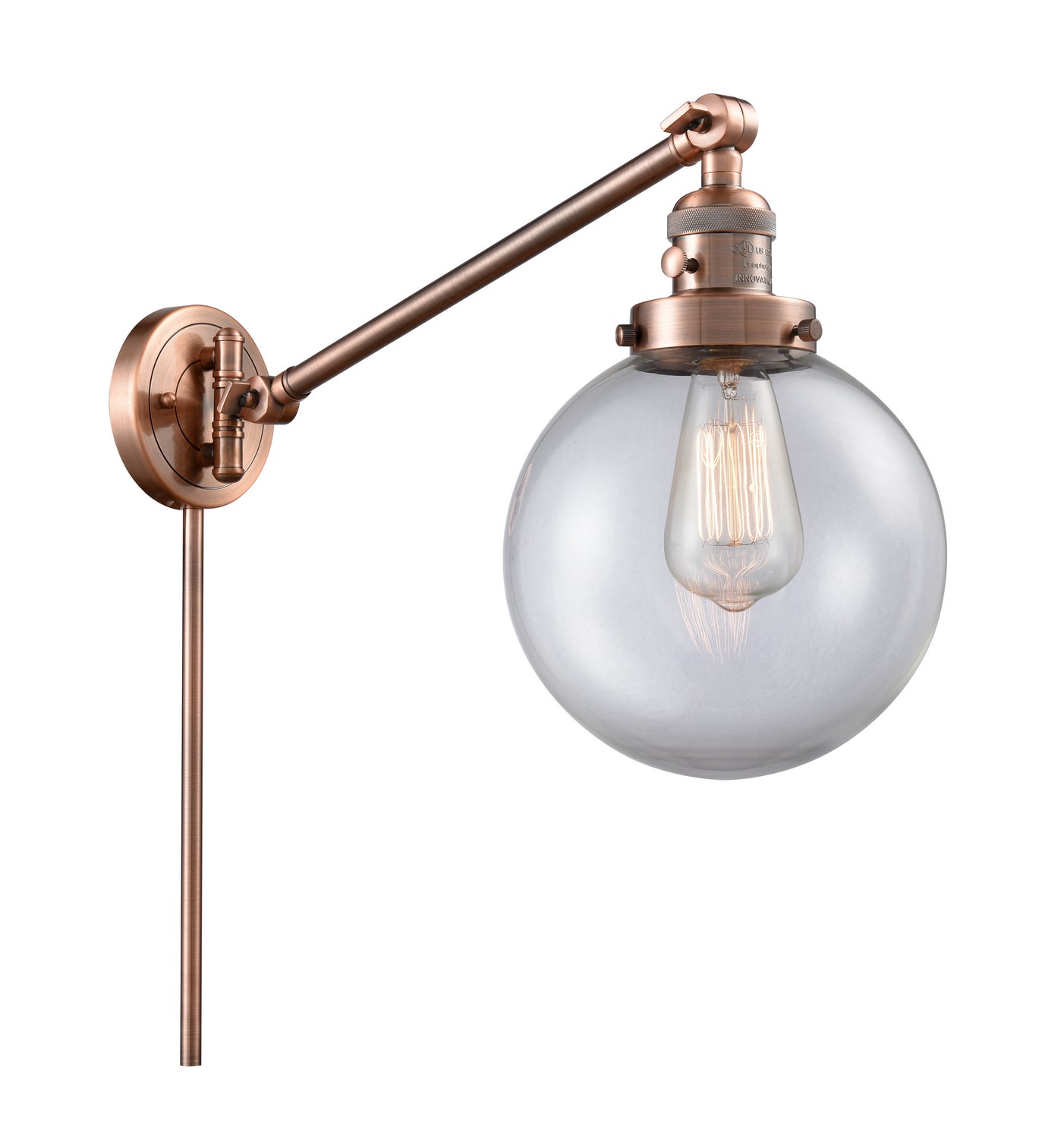 Innovations - 237-AC-G202-8 - One Light Swing Arm - Franklin Restoration - Antique Copper