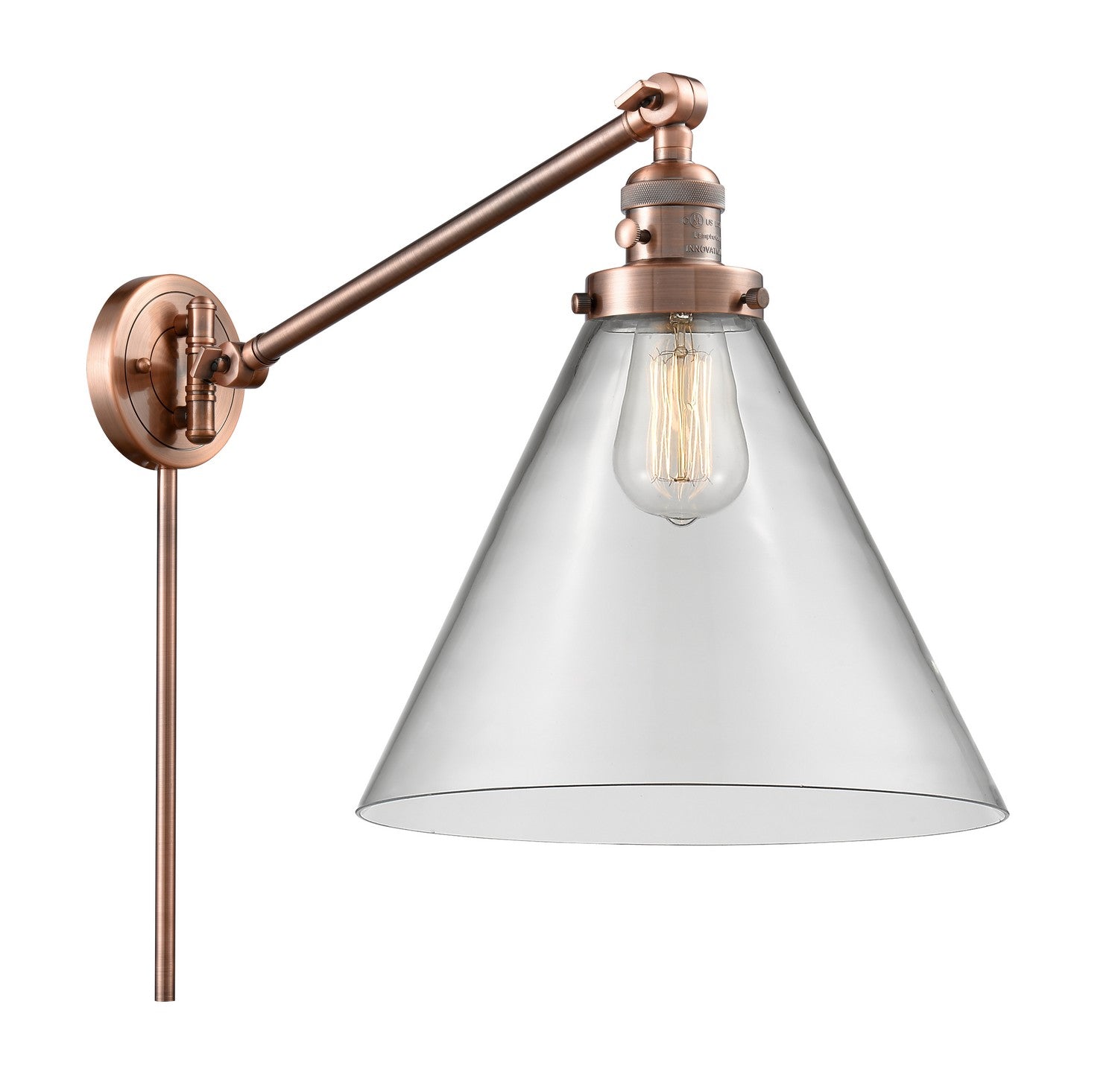Innovations - 237-AC-G42-L - One Light Swing Arm - Franklin Restoration - Antique Copper