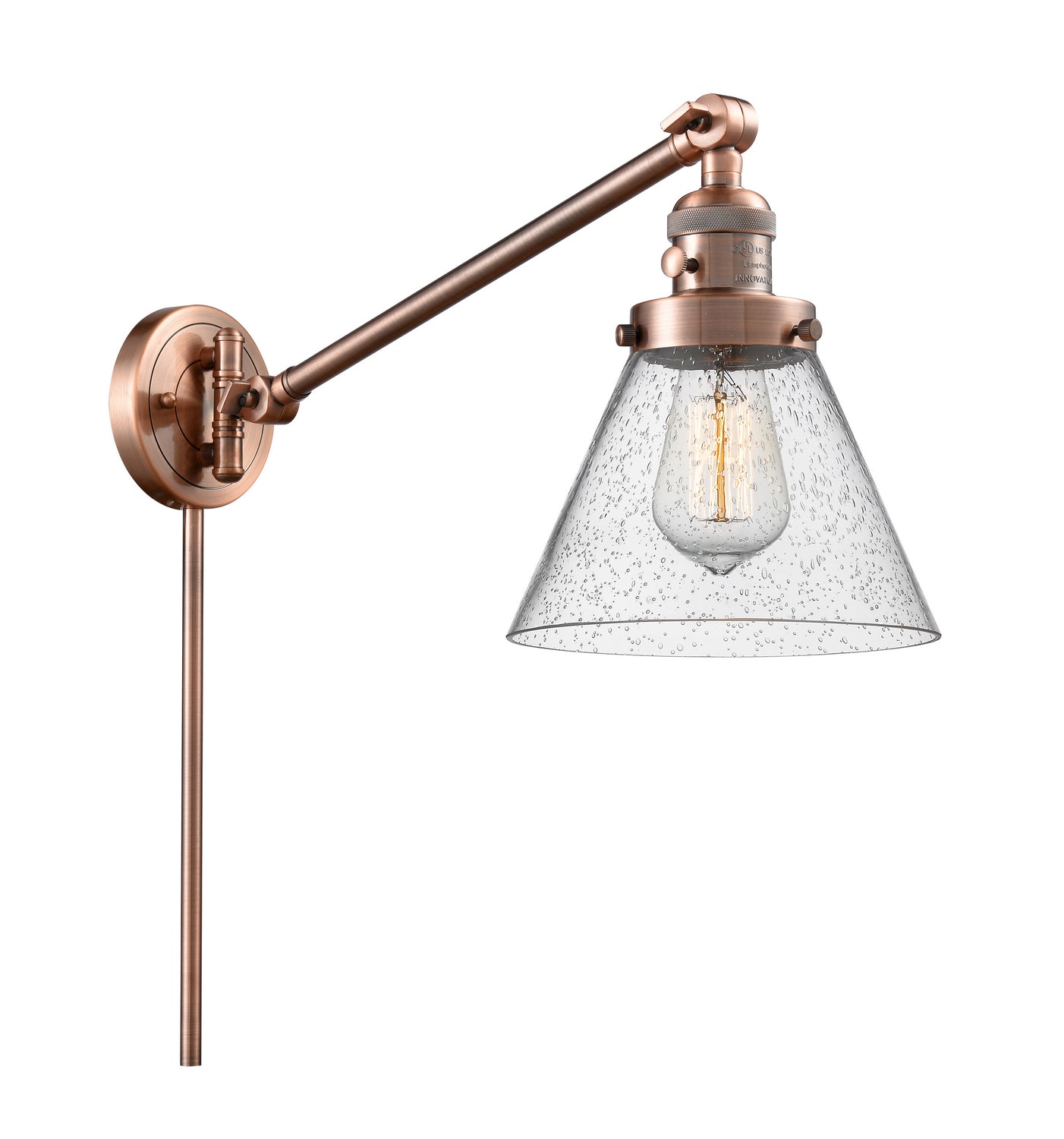 Innovations - 237-AC-G44 - One Light Swing Arm - Franklin Restoration - Antique Copper