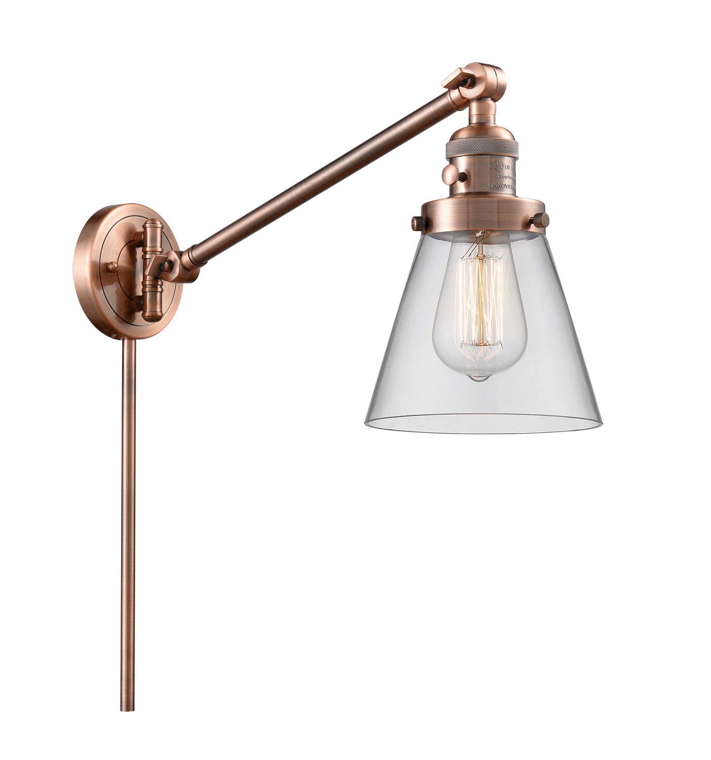 Innovations - 237-AC-G62 - One Light Swing Arm - Franklin Restoration - Antique Copper