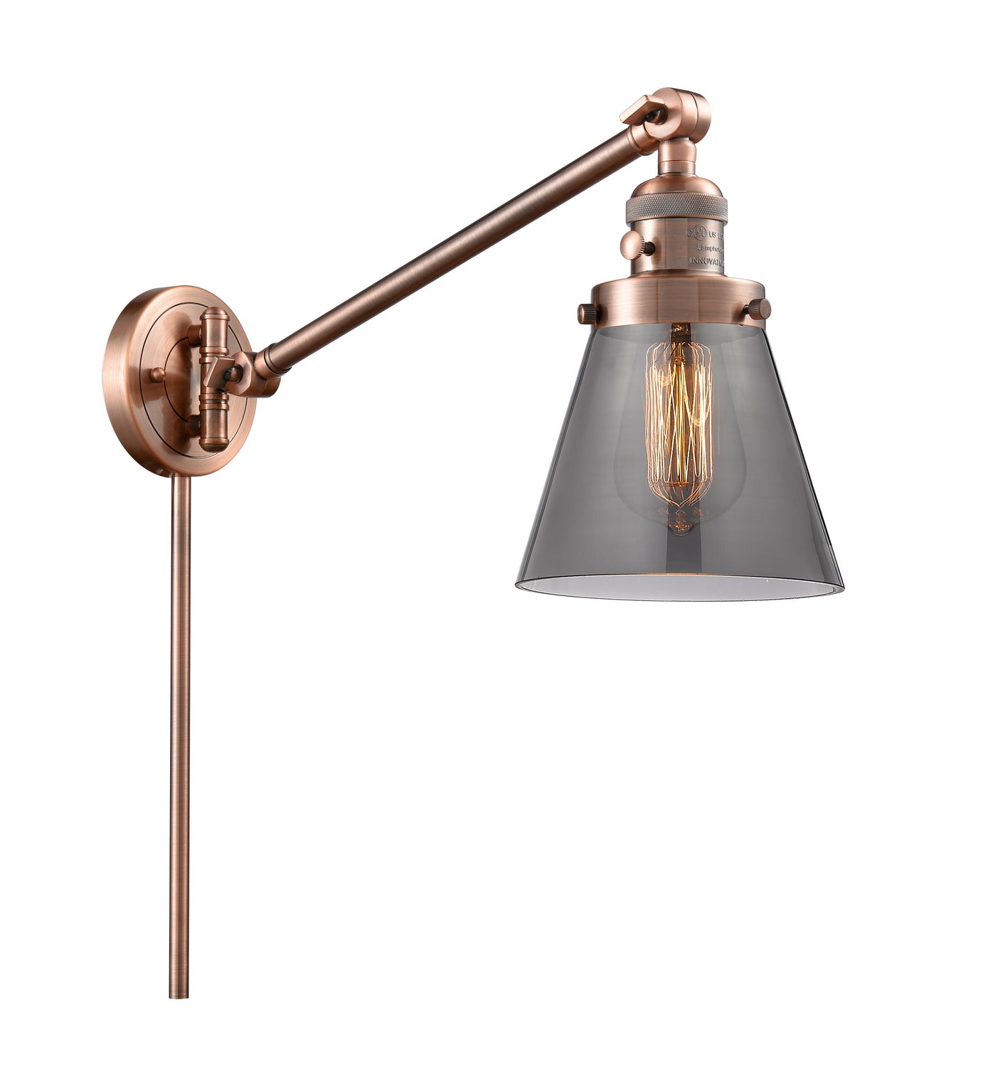 Innovations - 237-AC-G63 - One Light Swing Arm - Franklin Restoration - Antique Copper