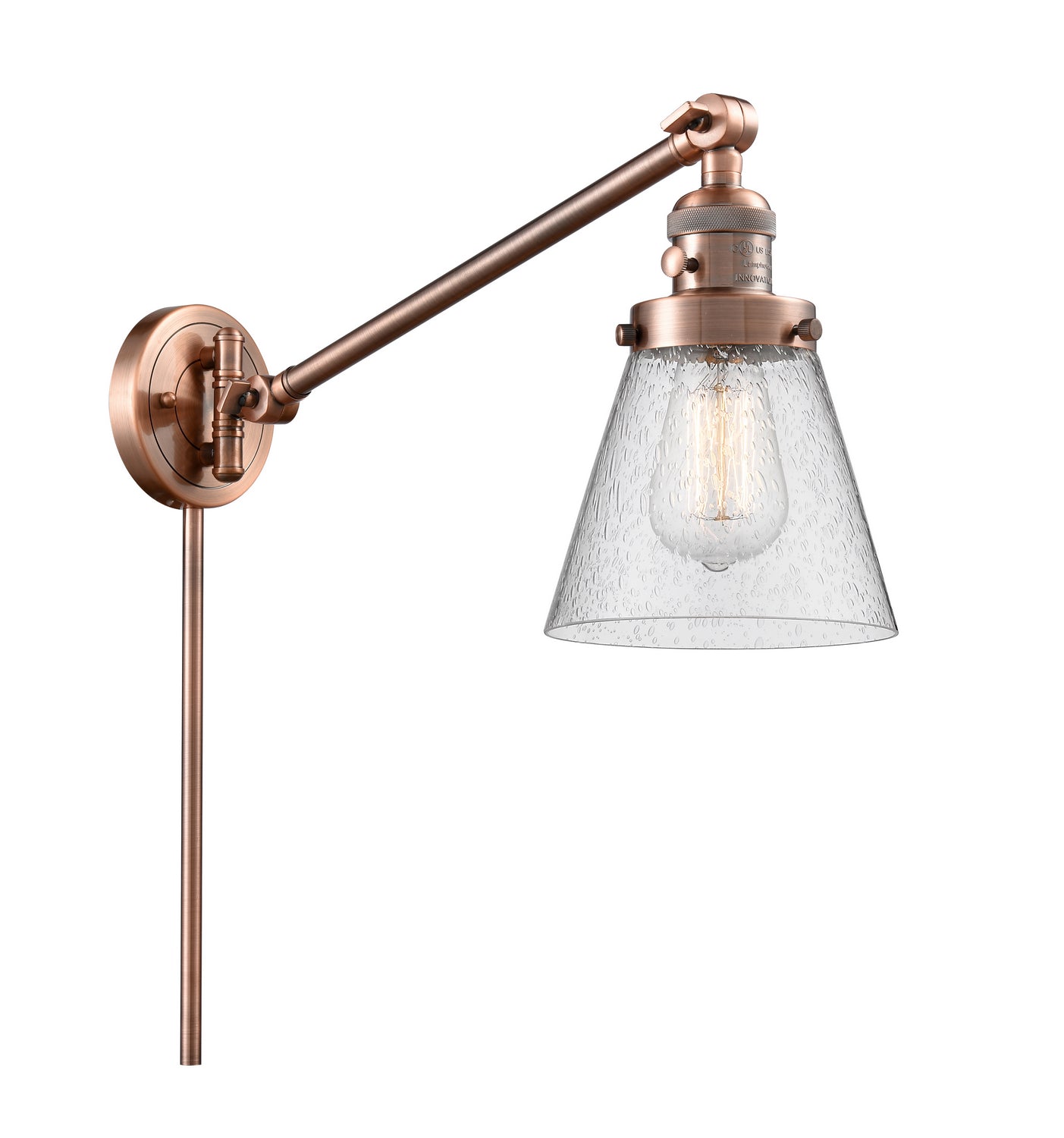 Innovations - 237-AC-G64 - One Light Swing Arm - Franklin Restoration - Antique Copper