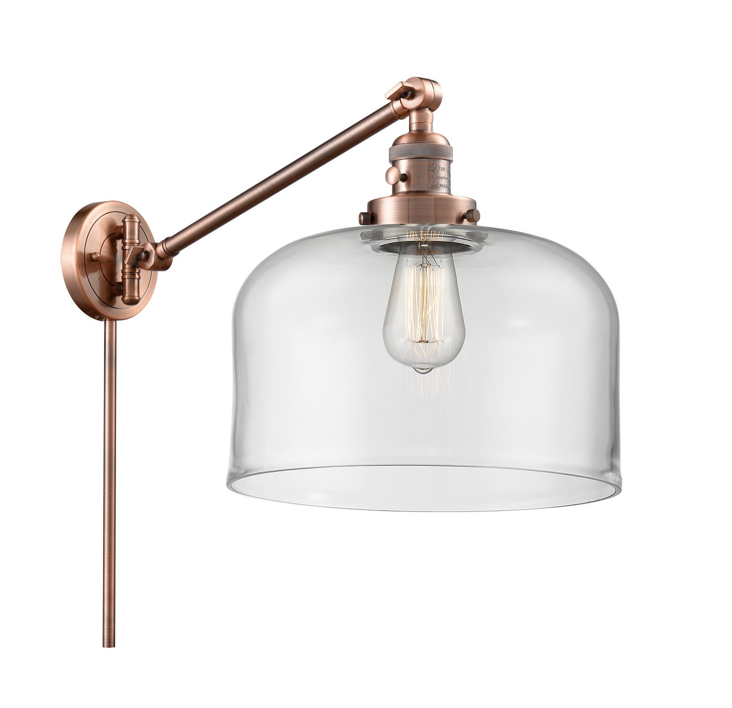 Innovations - 237-AC-G72-L - One Light Swing Arm - Franklin Restoration - Antique Copper