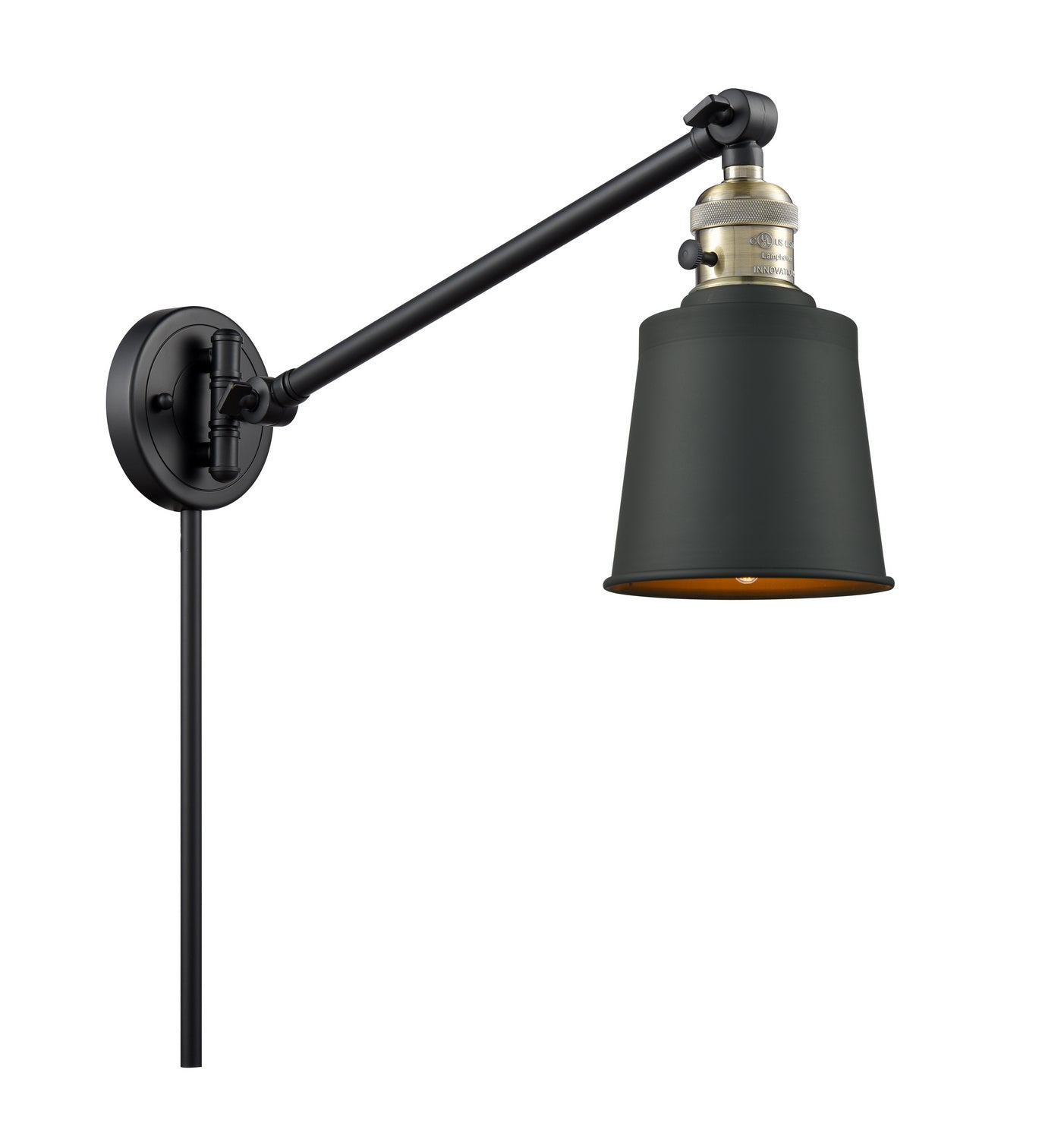 Innovations - 237-BAB-M9-BK - One Light Swing Arm - Franklin Restoration - Black Antique Brass