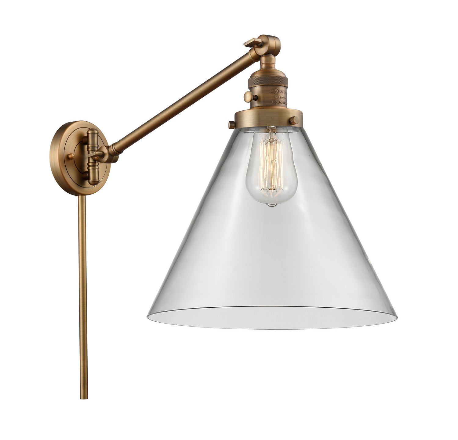 Innovations - 237-BB-G42-L - One Light Swing Arm - Franklin Restoration - Brushed Brass
