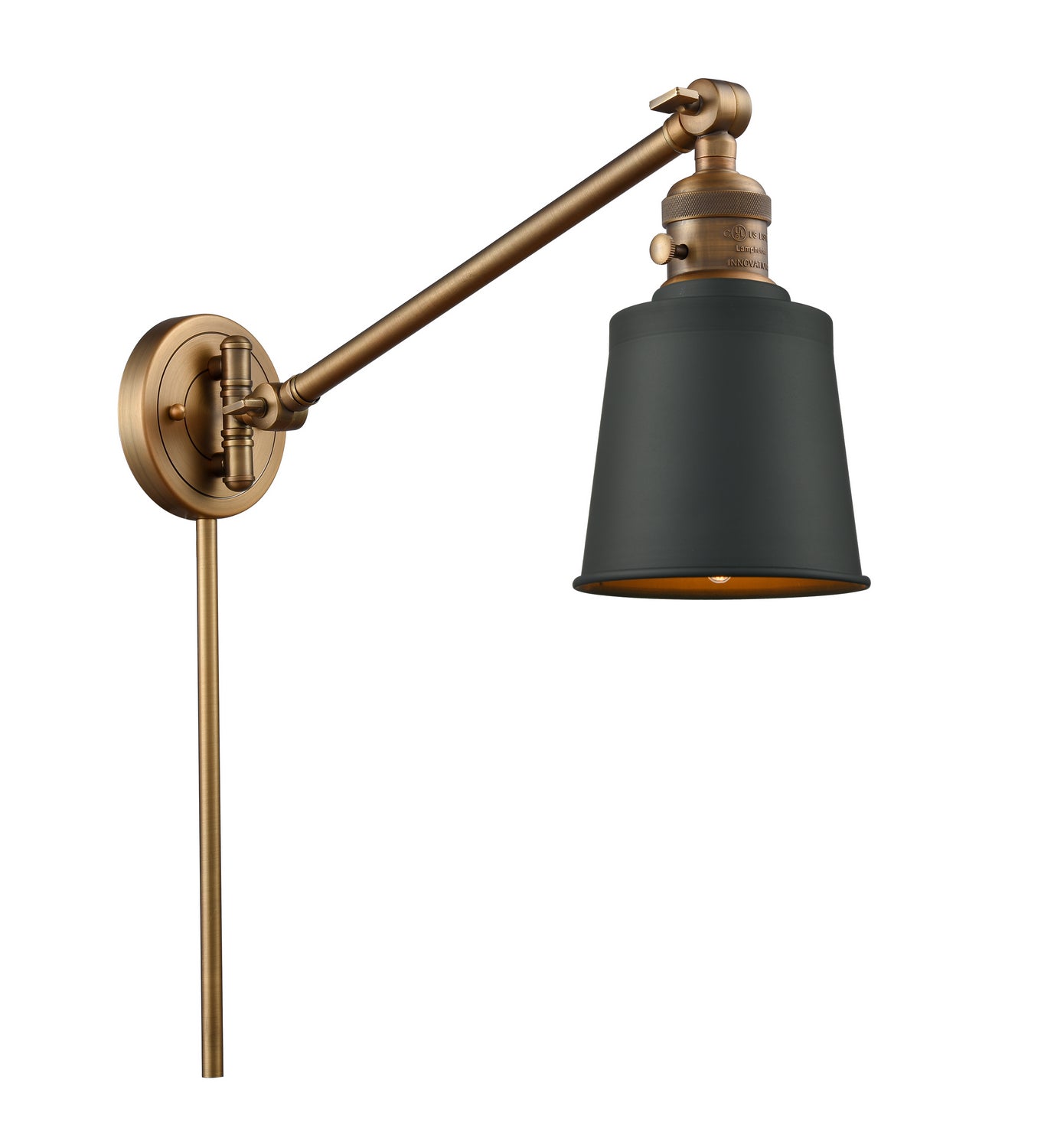 Innovations - 237-BB-M9-BK - One Light Swing Arm - Franklin Restoration - Brushed Brass