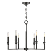Golden - 8209-6 BLK - Six Light Chandelier - Ellyn - Matte Black