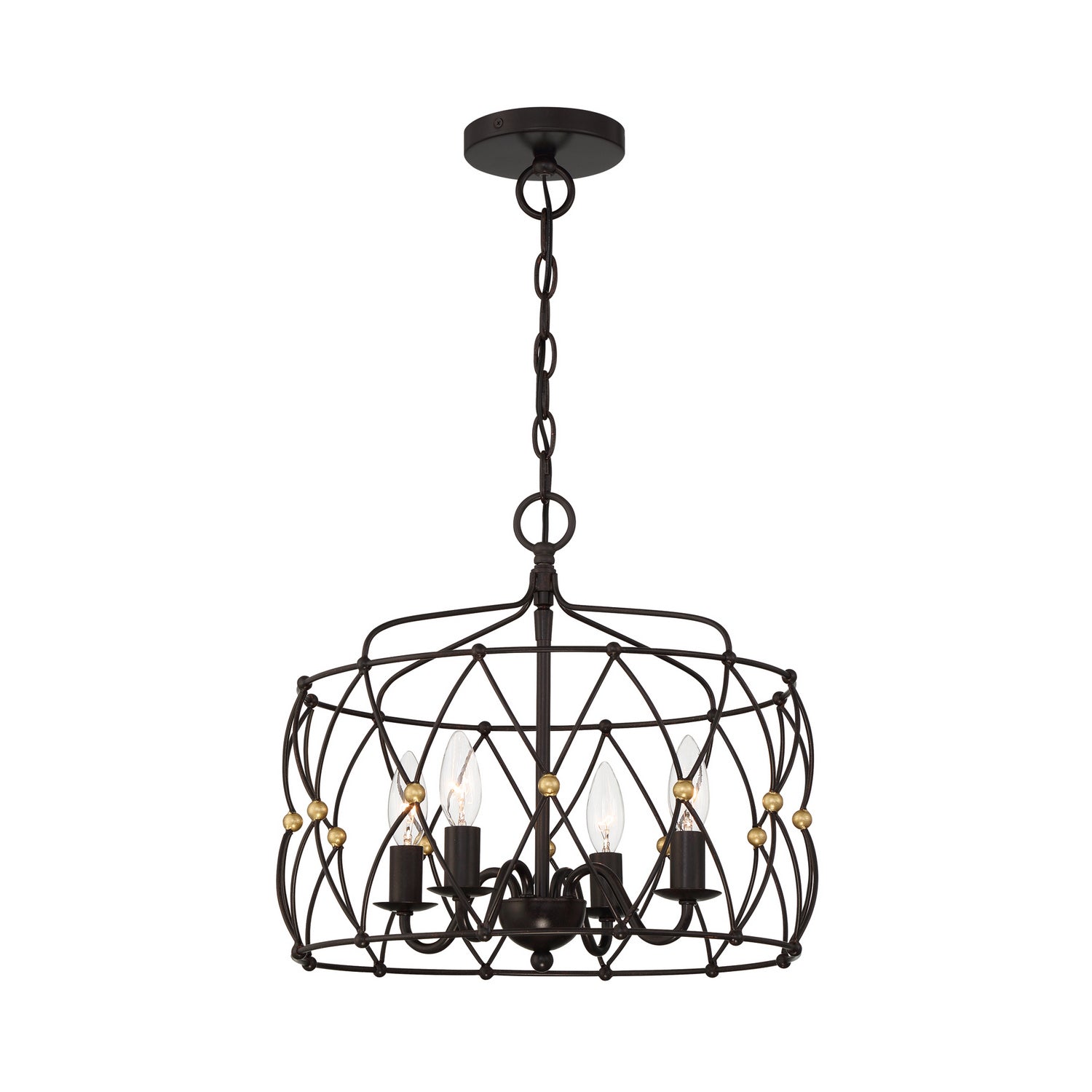 Crystorama - ZUC-A9030-EB-GA - Four Light Pendant - Zucca - English Bronze + Antique Gold