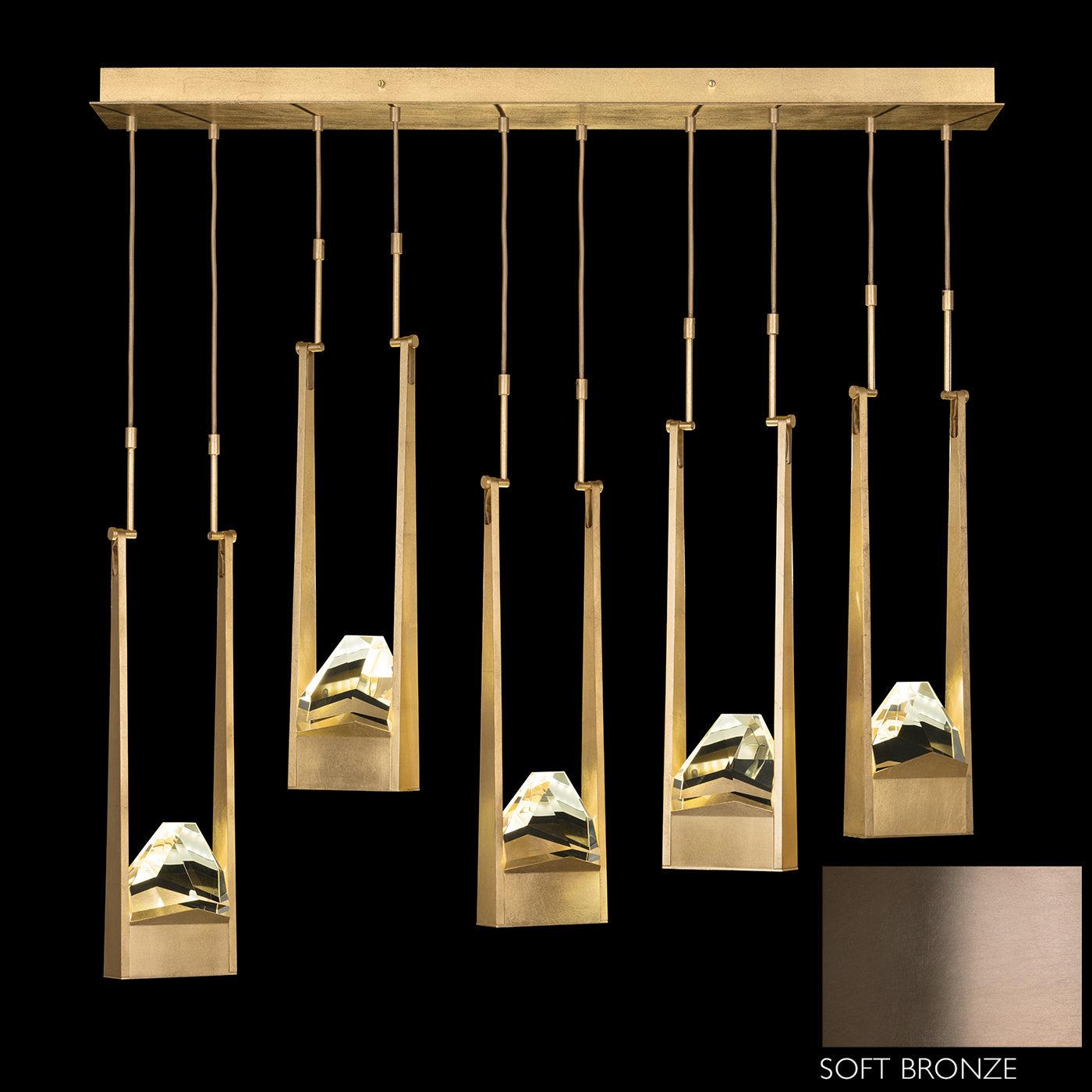 Fine Art Handcrafted Lighting - 932140-3ST - LED Linear Pendant - Strata - Bronze