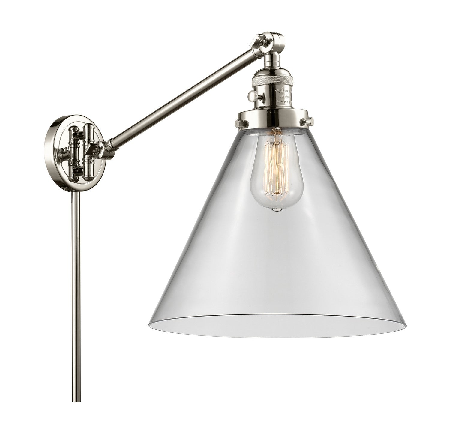 Innovations - 237-PN-G42-L - One Light Swing Arm - Franklin Restoration - Polished Nickel