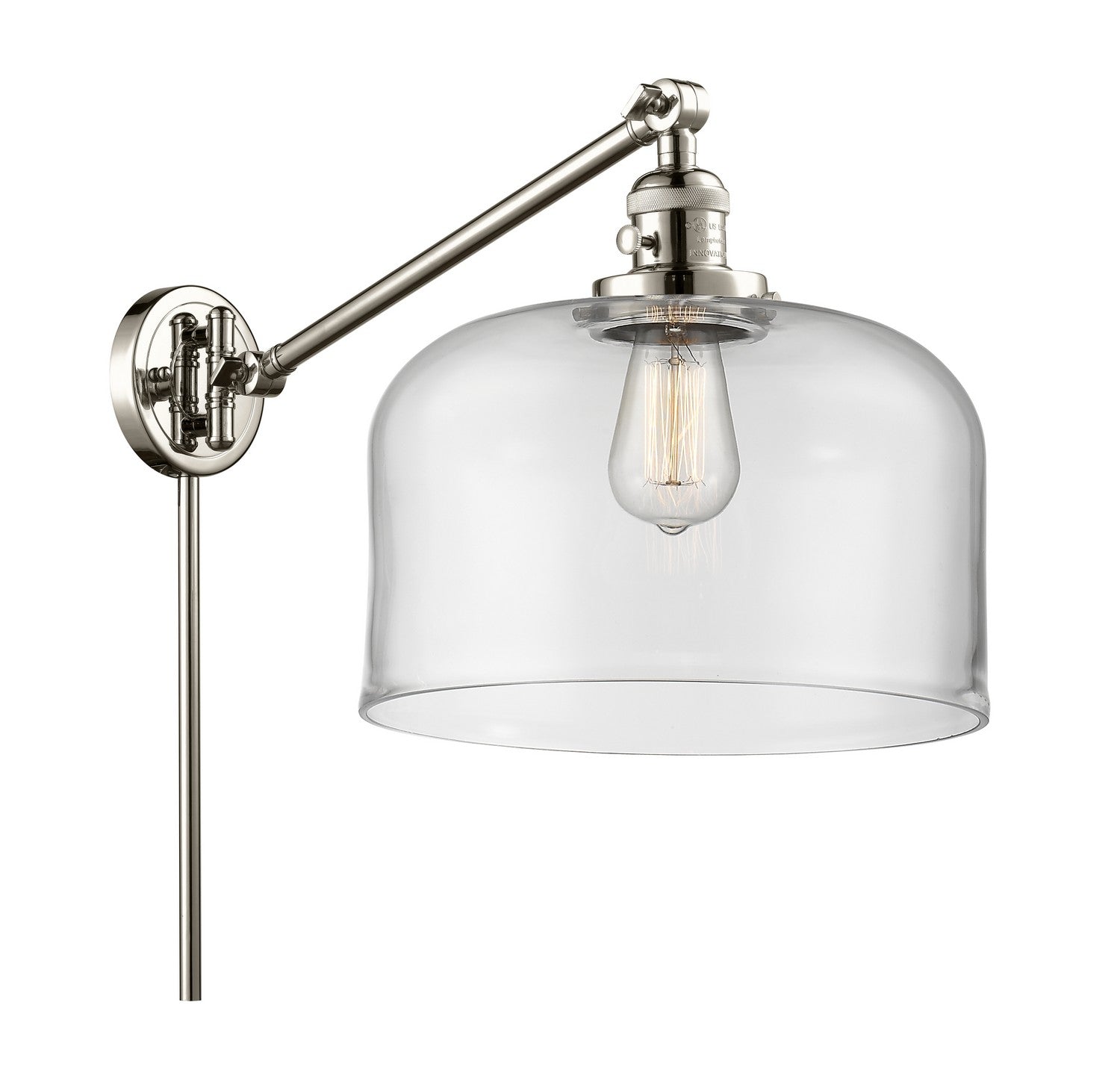 Innovations - 237-PN-G72-L - One Light Swing Arm - Franklin Restoration - Polished Nickel